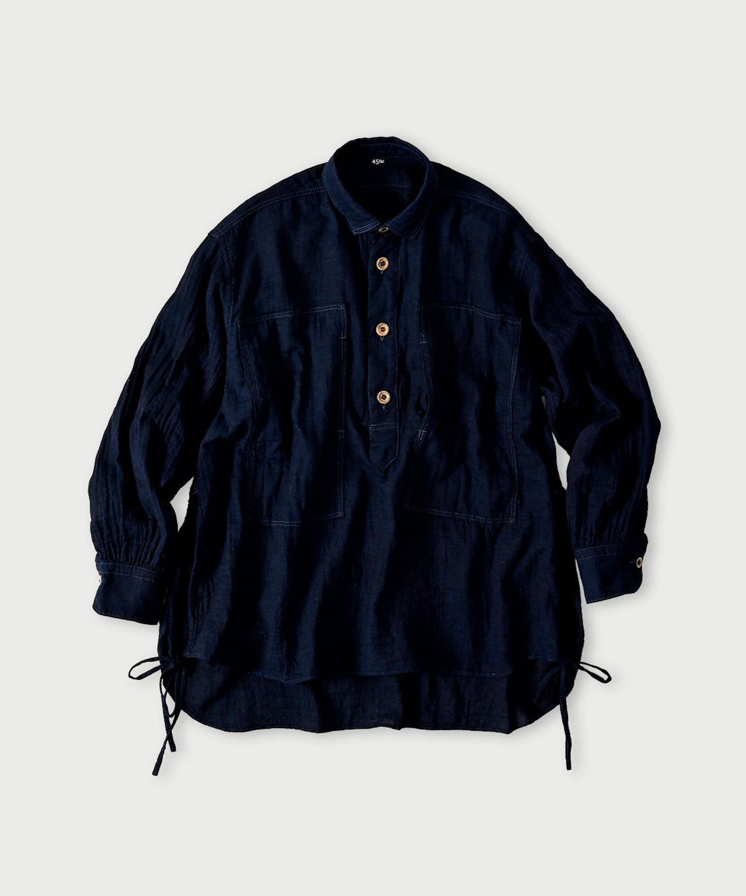 【フォーティファイブ アール/45R】のガーゼ二重織のボーイフレンドシャツ(インディゴ) インテリア・キッズ・メンズ・レディースファッション・服の通販 founy(ファニー) 　ファッション　Fashion　レディースファッション　Fashion for Women　トップス・カットソー　Cut & Sew Tops　シャツ・ブラウス・オフィスカジュアル　Elegant Blouses & Button-Ups　インディゴ　Indigo Denim　スリット　Slit, Slit Detail　ポケット　Pocket, Pocket Detail　インディゴ|ID: prp329100004821137 ipo3291000000035036839