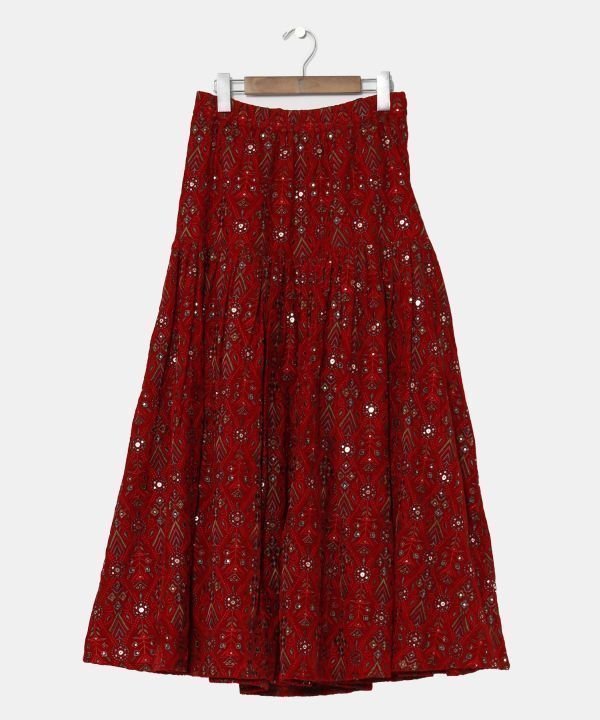 【アミナコレクション/Amina Collection】の【チャイハネ】ブライド刺繍ロングスカート インテリア・キッズ・メンズ・レディースファッション・服の通販 founy(ファニー) 　ファッション　Fashion　レディースファッション　Fashion for Women　スカート　Skirts　ロングスカート　Long Skirts / Maxi & Midi Skirts　インド　Indian Textile　ベロア　Velour, Soft Velvet　ロング　Long, Long-Length　レッド|ID: prp329100004821144 ipo3291000000035036936
