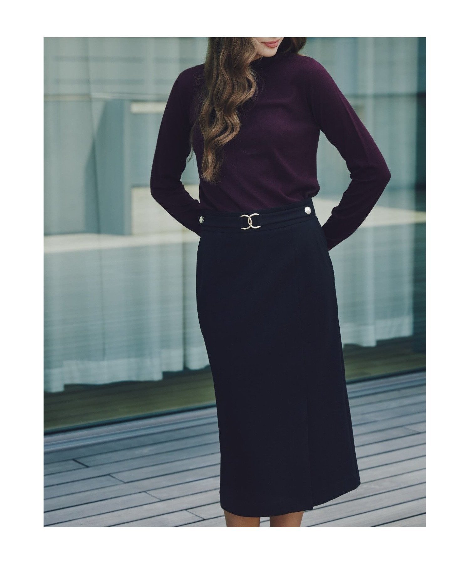 【ピンキーアンドダイアン/Pinky&Dianne】のクロスバックルタイトスカート インテリア・キッズ・メンズ・レディースファッション・服の通販 founy(ファニー) 　ファッション　Fashion　レディースファッション　Fashion for Women　スカート　Skirts　バッグ　Bags　シンプル　Simple, Minimal　スタンダード　Standard, Basic　ストレッチ　Stretch, Stretchy Fabric　タイトスカート　Pencil Skirt, Tight Skirt　ポケット　Pocket, Pocket Detail　エレガント 上品　Elegant　ブラック|ID: prp329100004821151 ipo3291000000035036996