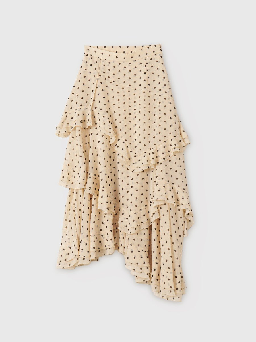 【エイミーイストワール/eimy istoire】のドットラッフルティアードスカート 人気、トレンドファッション・服の通販 founy(ファニー) 　ファッション　Fashion　レディースファッション　Fashion for Women　スカート　Skirts　ティアードスカート　Tiered Skirts　クラシカル　Classical, Vintage-Inspired　コンパクト　Compact, Small Size　シフォン　Chiffon, Lightweight Fabric　ジャケット　Jacket, Outerwear　ダウン　Down, Puffer　ティアードスカート　Tiered Skirt, Flounced Skirt　ドット　Polka Dot, Dot Pattern　バランス　Balance, Style Balance　ファブリック　Fabric, Textile　フェミニン　Feminine, Girly　再入荷　Restock / Back in Stock　おすすめ　Recommended / Our Picks　エレガント 上品　Elegant　 other-1|ID: prp329100004821153 ipo3291000000035037008