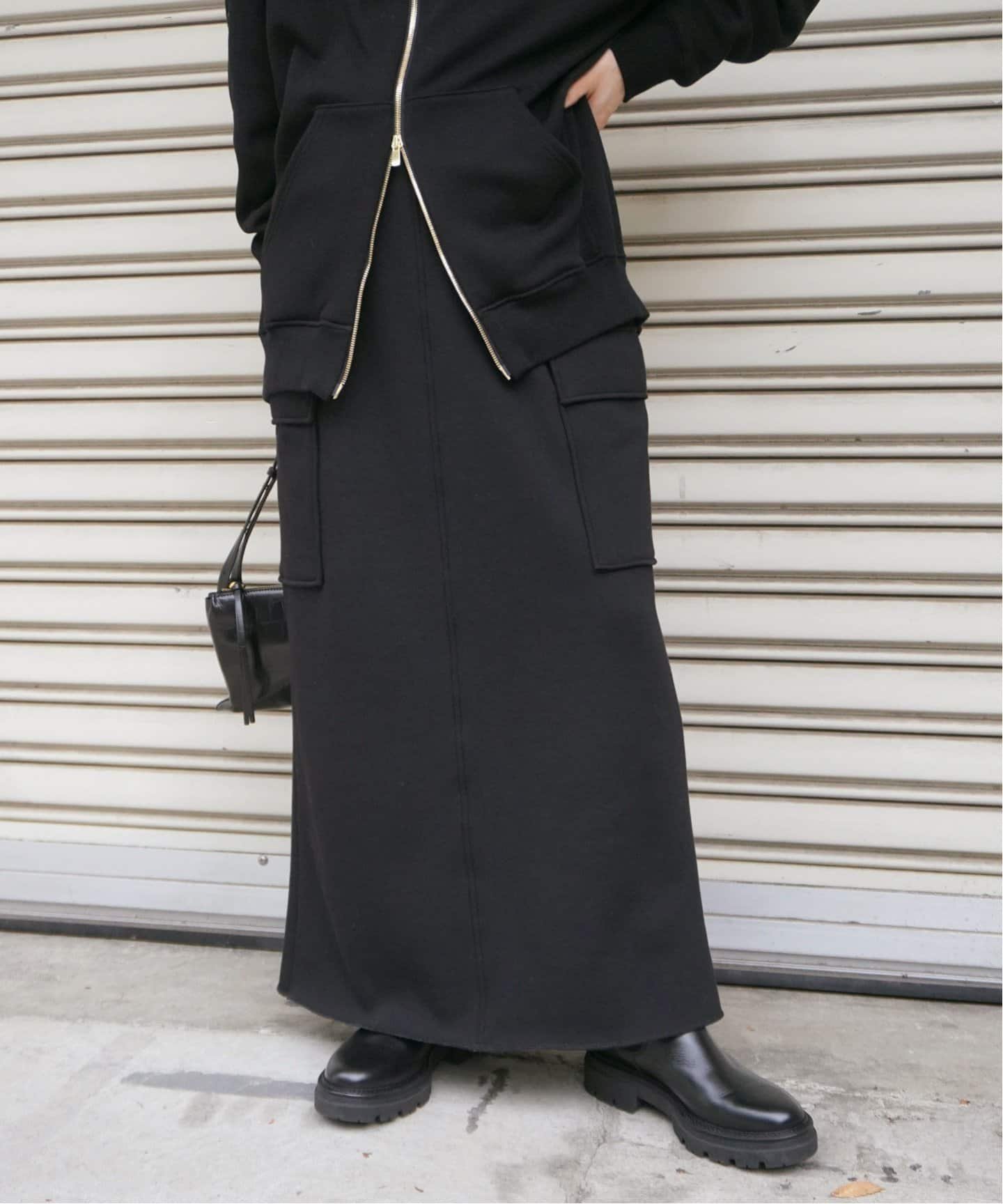 【エーピーストゥディオ/AP STUDIO】のウォームスウェットカーゴスカート インテリア・キッズ・メンズ・レディースファッション・服の通販 founy(ファニー) 　ファッション　Fashion　レディースファッション　Fashion for Women　スカート　Skirts　スマート　Smart, Elegant　リラックス　Relax, Relaxed Fit　ブラック|ID: prp329100004821162 ipo3291000000035037087