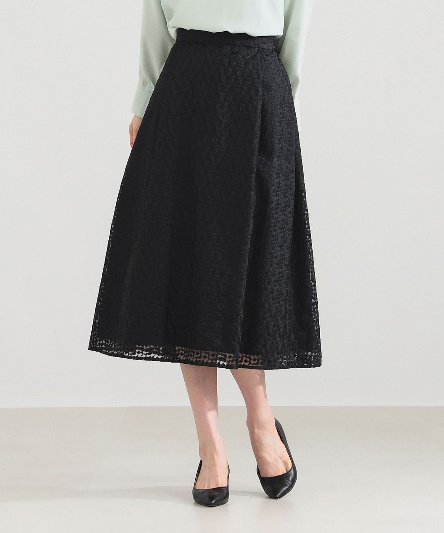 【デミルクス ビームス/Demi-Luxe BEAMS】のオーガンジー エンブロイダリー フレアースカート 人気、トレンドファッション・服の通販 founy(ファニー) 　ファッション　Fashion　レディースファッション　Fashion for Women　スカート　Skirts　おすすめ　Recommended / Our Picks　エンブロイダリー　Embroidery Design　オーガンジー　Organza Fabric　シンプル　Simple, Minimal　セレモニー　Ceremony　フレア　Flare, Flared　フレアースカート　Flared Skirt, A-Line Skirt　フロント　Front, Front Design　モダン　Modern, Contemporary　 other-1|ID: prp329100004821164 ipo3291000000035037104