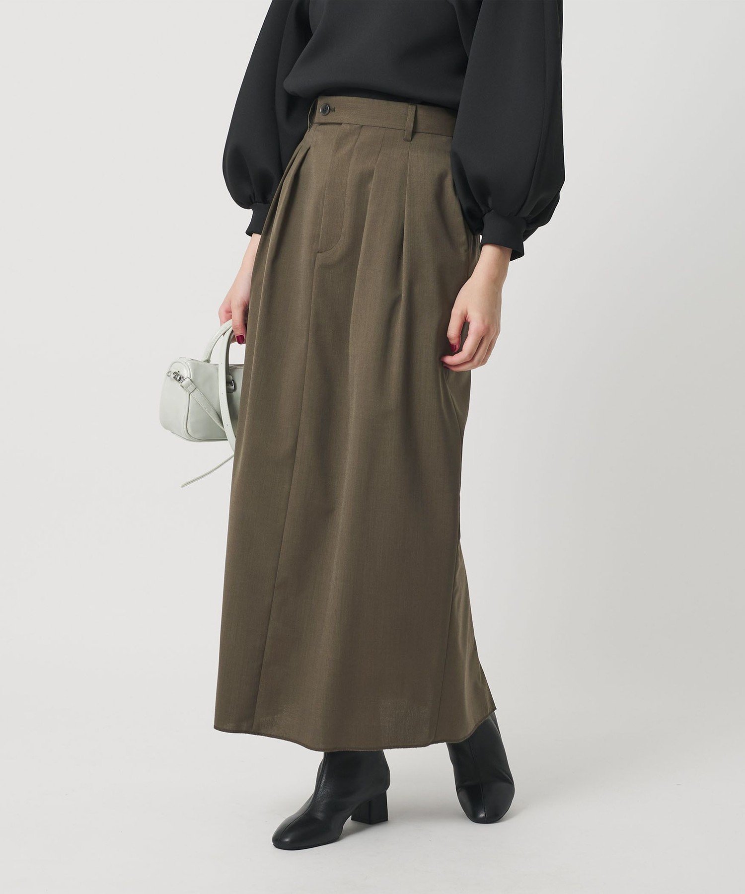 【ビューティ&ユース ユナイテッドアローズ/BEAUTY&YOUTH / UNITED ARROWS】の毛ブレンド タックロングスカート 防シワ ウォッシャブル インテリア・キッズ・メンズ・レディースファッション・服の通販 founy(ファニー) 　ファッション　Fashion　レディースファッション　Fashion for Women　スカート　Skirts　ロングスカート　Long Skirts / Maxi & Midi Skirts　ウォッシャブル　Machine Washable　シンプル　Simple, Minimal　ジャケット　Jacket, Outerwear　ストライプ　Stripe, Striped Pattern　ストレート　Straight, Straight Cut　ドレープ　Drape, Draping Fabric　フィット　Fit, Slim Fit　ポケット　Pocket, Pocket Detail　おすすめ　Recommended / Our Picks　OLIVE|ID: prp329100004821172 ipo3291000000035037179