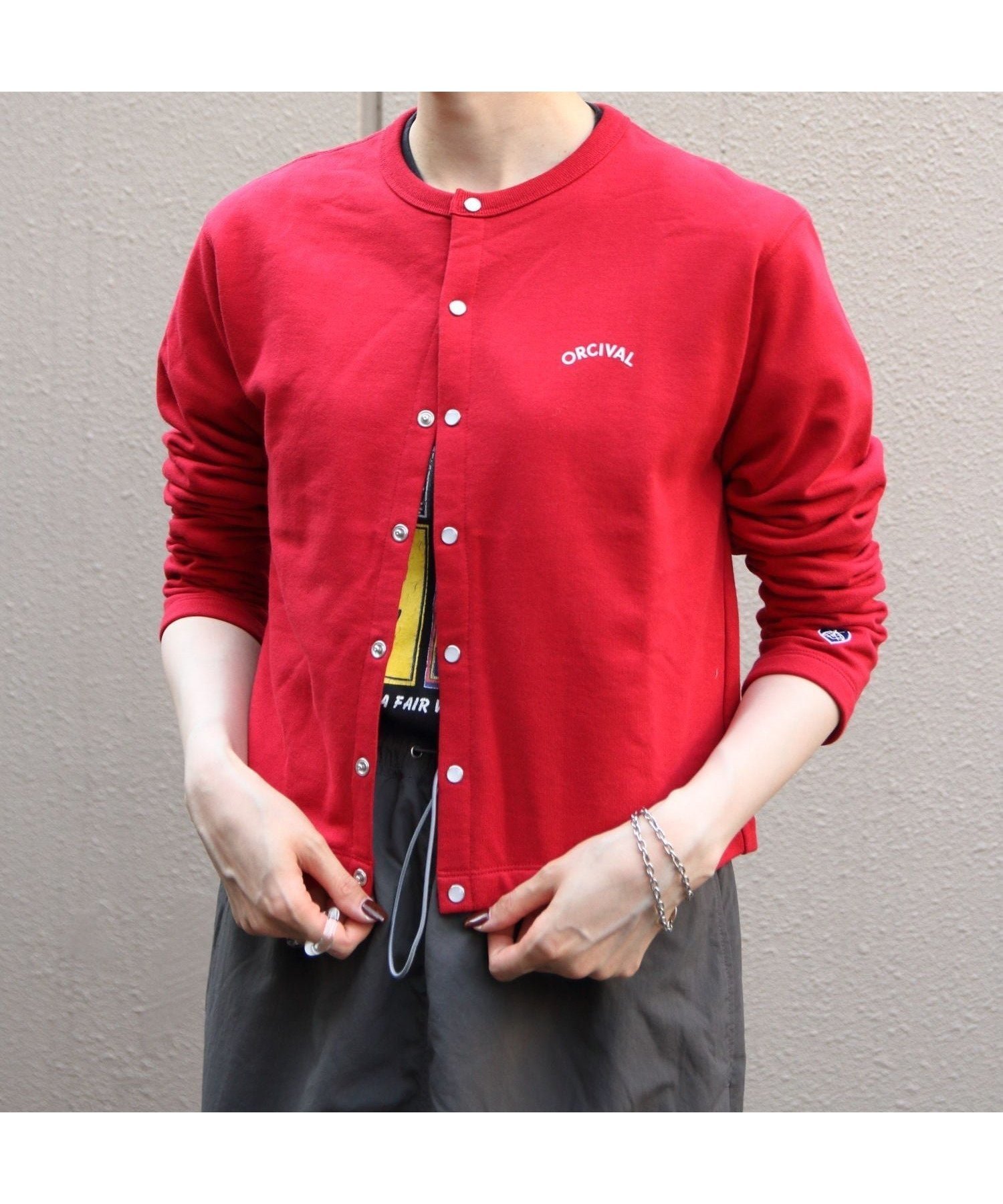 【ステップス/STEPS】のORCIVAL/FRENCH TERRY CREWNECK CARDIGAN OR-C0435 MAZ インテリア・キッズ・メンズ・レディースファッション・服の通販 founy(ファニー) 　ファッション　Fashion　レディースファッション　Fashion for Women　トップス・カットソー　Cut & Sew Tops　カーディガン・羽織り　Layered Style Cardigans　コンパクト　Compact, Small Size　スマート　Smart, Elegant　センター　Center, Center Line　RED|ID: prp329100004821202 ipo3291000000035037662