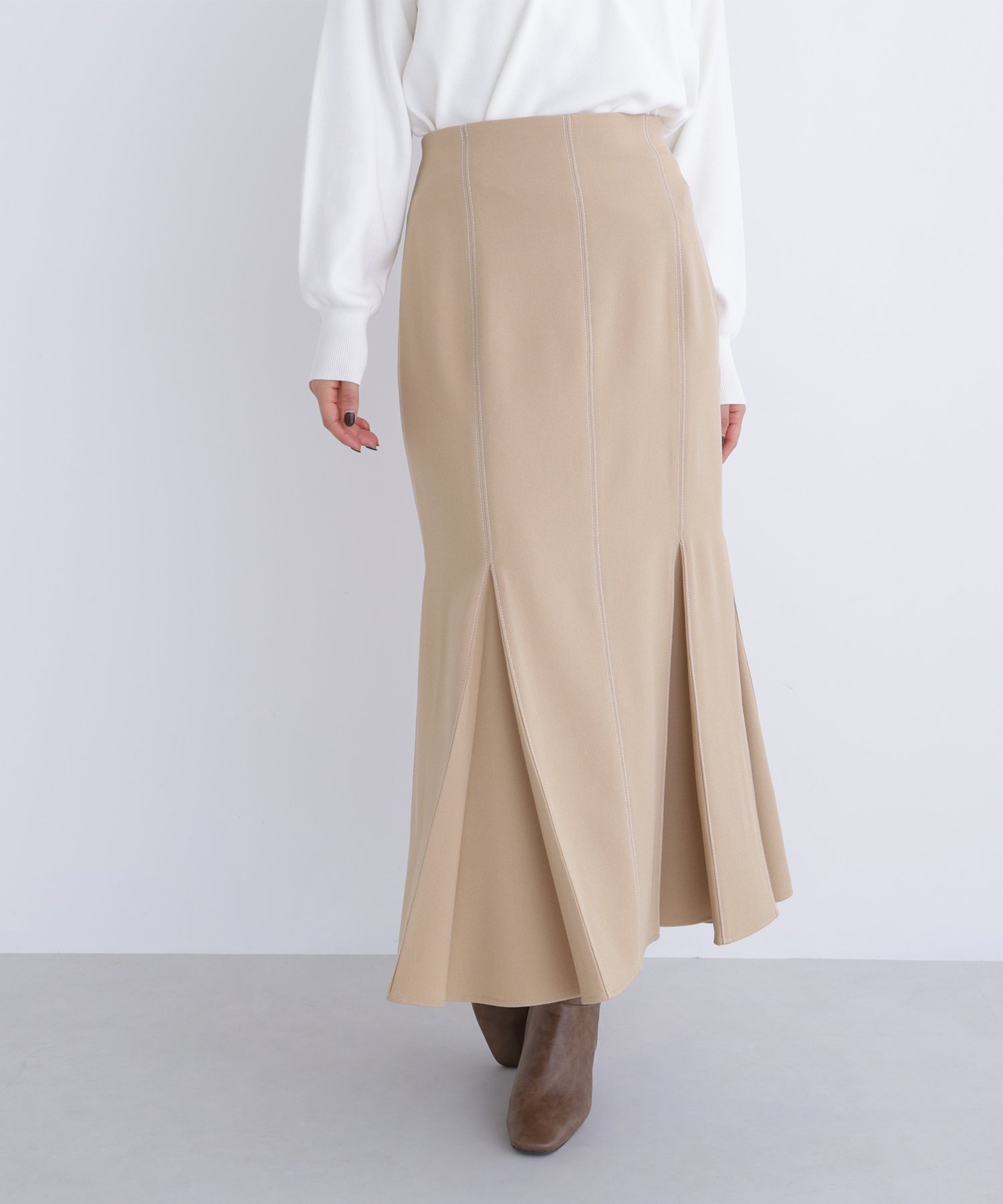 【ナチュラル ビューティー ベーシック/NATURAL BEAUTY BASIC】のステッチタックマーメイドスカート インテリア・キッズ・メンズ・レディースファッション・服の通販 founy(ファニー) 　ファッション　Fashion　レディースファッション　Fashion for Women　スカート　Skirts　ツイル　Twist, Twisted Detail　マーメイド　Mermaid, Fishtail Silhouette　クリームオレンジ2|ID: prp329100004821203 ipo3291000000035037666