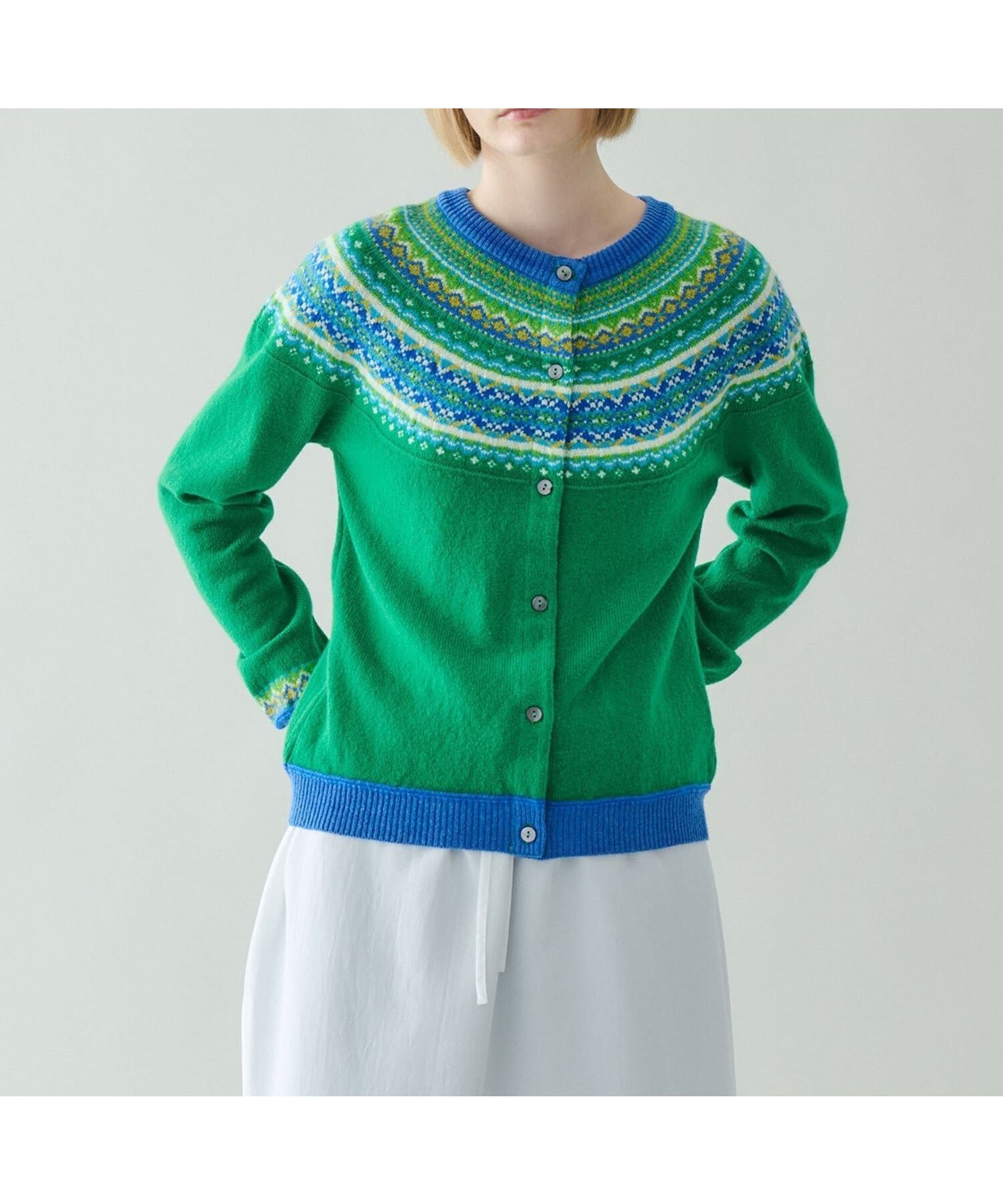 【ビショップ/Bshop】のウール ショートカーディガン WOMEN インテリア・キッズ・メンズ・レディースファッション・服の通販 founy(ファニー) 　ファッション　Fashion　レディースファッション　Fashion for Women　トップス・カットソー　Cut & Sew Tops　カーディガン・羽織り　Layered Style Cardigans　カラフル　Colorful Design　カーディガン　Cardigan, Knitwear　ショート　Short, Short Length　ツイード　Twill, Twill Weave　パターン　Pattern, Design Print　ベーシック　Basic, Essential　ミックス　Mix, Mixed Style　モダン　Modern, Contemporary　GREEN系1|ID: prp329100004821228 ipo3291000000035037968