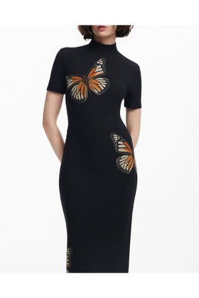 【デシグアル/Desigual】のモナークバタフライ ワンピース ブラック 人気、トレンドファッション・服の通販 founy(ファニー) ファッション Fashion レディースファッション Fashion for Women ワンピース Dresses タートルネック Turtleneck, High Neck フィット Fit, Slim Fit プリント Print, Printed Pattern エレガント 上品 Elegant 半袖 Short Sleeve, Half Sleeve |ID:prp329100004821271