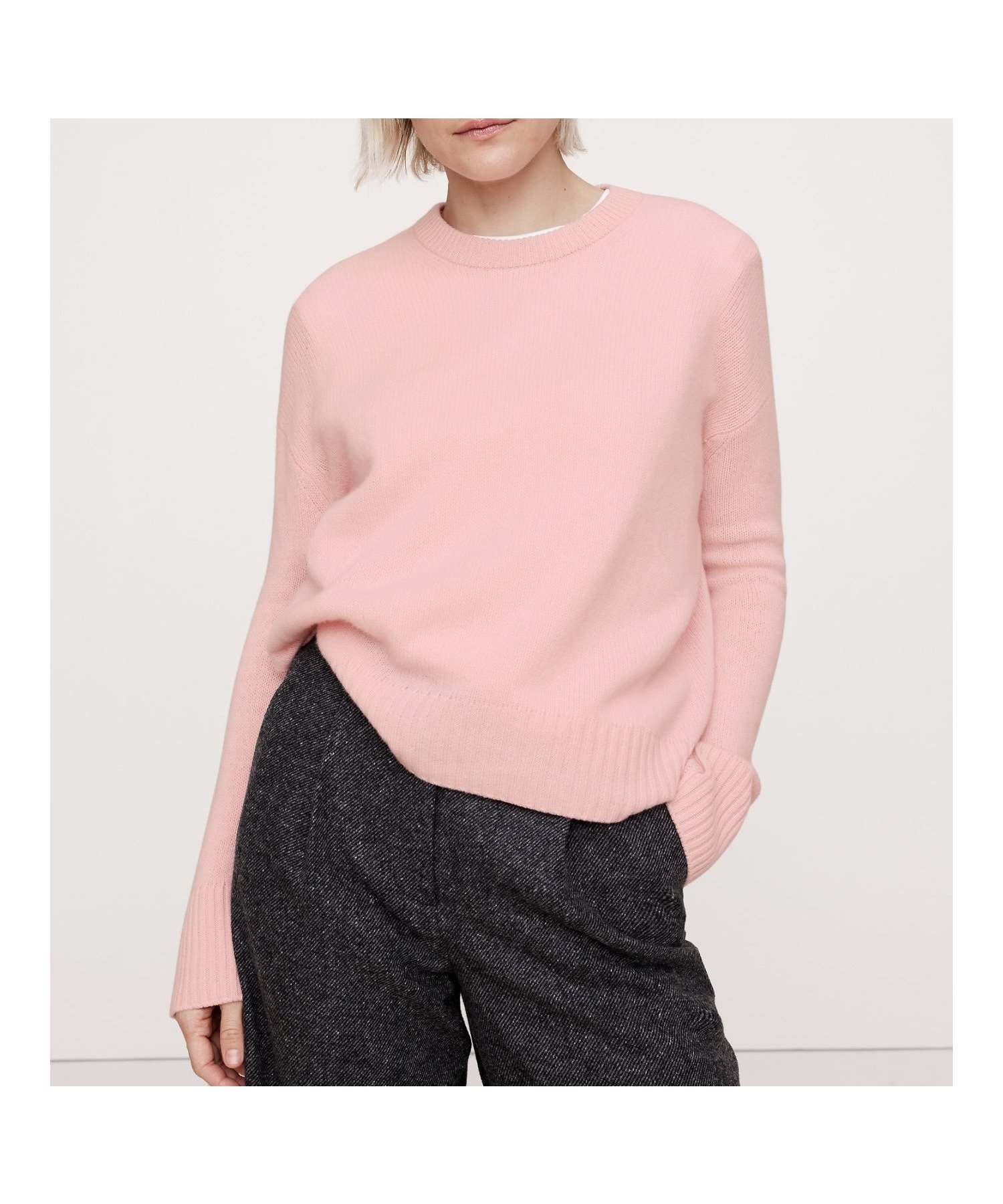 【バナナ リパブリック/BANANA REPUBLIC】のオーバーサイズ ミッドウェイト カシミヤ クルーネックセーター インテリア・キッズ・メンズ・レディースファッション・服の通販 founy(ファニー) 　ファッション　Fashion　レディースファッション　Fashion for Women　ストレート　Straight, Straight Cut　冬　Winter / This Winter　PINK_LACE|ID: prp329100004821273 ipo3291000000035038712