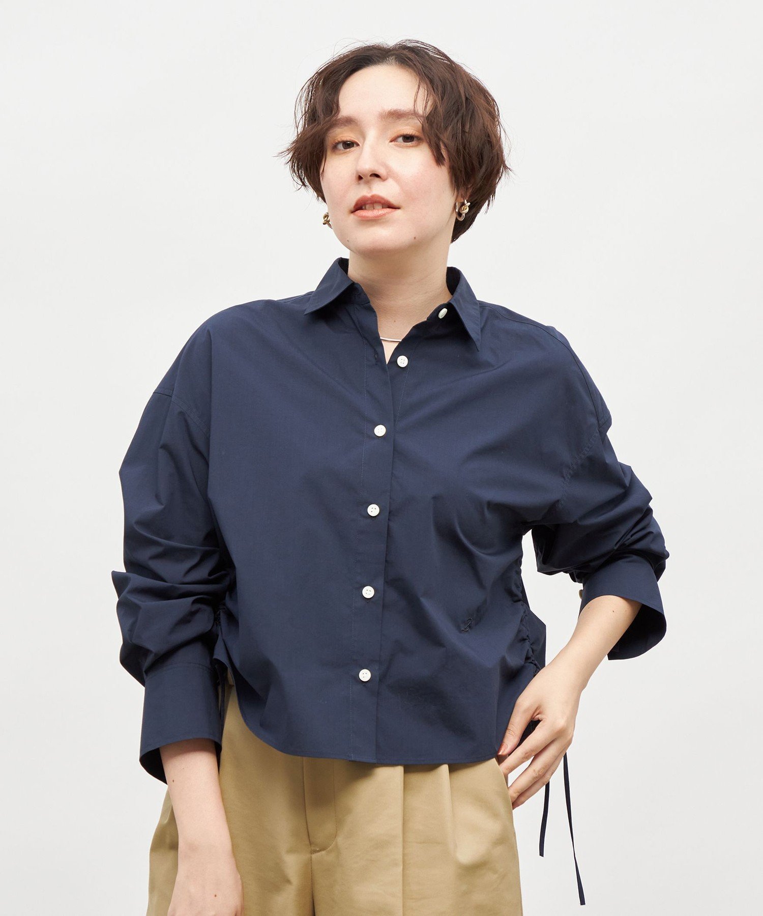 【ノーリーズ/NOLLEY'S】のMY STANDARD ショートシャツ インテリア・キッズ・メンズ・レディースファッション・服の通販 founy(ファニー) 　ファッション　Fashion　レディースファッション　Fashion for Women　トップス・カットソー　Cut & Sew Tops　シャツ・ブラウス・オフィスカジュアル　Elegant Blouses & Button-Ups　ショート　Short, Short Length　ストライプ　Stripe, Striped Pattern　タイプライター　Typewriter Fabric, Crisp Cotton　人気　Popular, Best Seller　ベーシック　Basic, Essential　無地　Plain, Solid Color　おすすめ　Recommended / Our Picks　2025年　2025　2025-2026秋冬・A/W　Autumn/Winter 2025–26 AW25–26　ダークネイビー|ID: prp329100004821276 ipo3291000000035038764