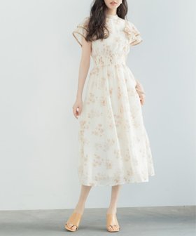 【セゾンドパピヨン/SAISON DE PAPILLON】のフリルスリープ花柄ミモレ丈ワンピース 人気、トレンドファッション・服の通販 founy(ファニー) ファッション Fashion レディースファッション Fashion for Women ワンピース Dresses シャーリング Shirring, Ruched シンプル Simple, Minimal スリーブ Sleeve, Long Sleeve / Short Sleeve パイピング Piping, Trim Design フェミニン Feminine, Girly フリル Frill, Ruffle リボン Ribbon, Bow |ID:prp329100004821297