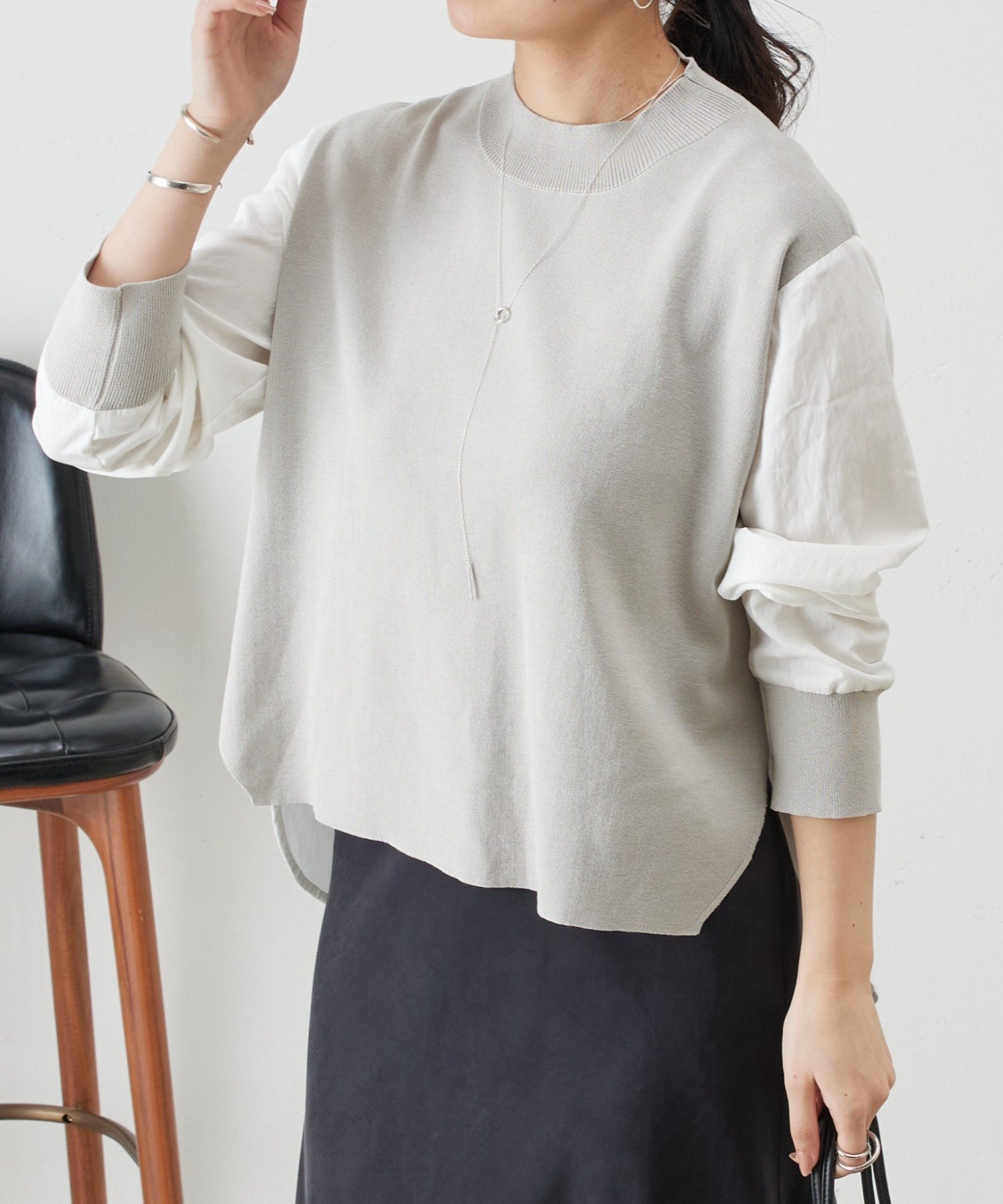 【ビアズリー/BEARDSLEY】のフハクコンビボーダーニット インテリア・キッズ・メンズ・レディースファッション・服の通販 founy(ファニー) 　ファッション　Fashion　レディースファッション　Fashion for Women　トップス・カットソー　Cut & Sew Tops　ニット　Knit Tops & Sweaters　ウォーター　Water　春　Spring　コンビ　Combo, Combination Style　ドッキング　Docking, Mixed Material　再入荷　Restock / Back in Stock　グレー|ID: prp329100004821344 ipo3291000000035040001