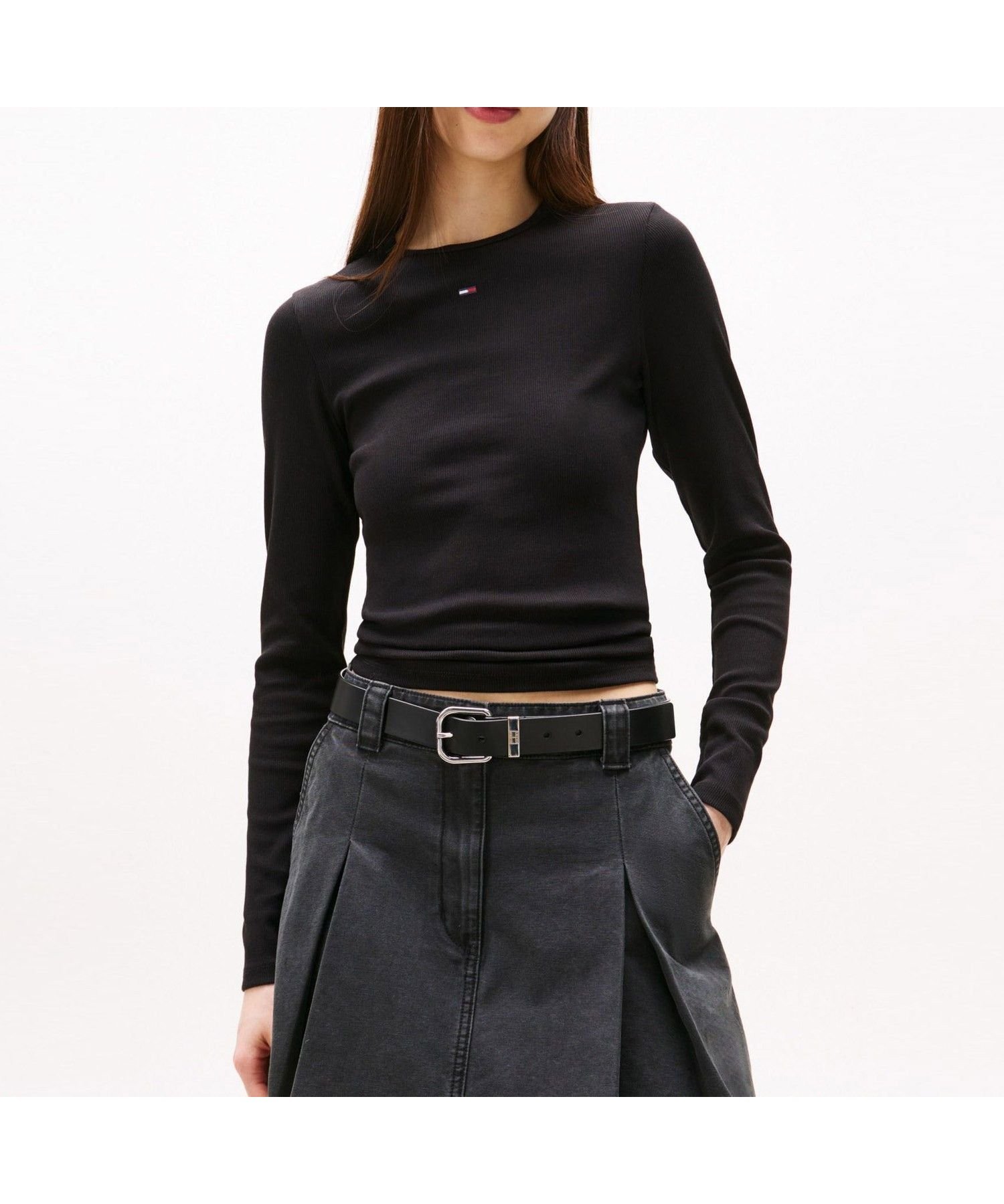 【トミーヒルフィガー/TOMMY HILFIGER】のスリムエッセンシャルロングスリーブリブTシャツ インテリア・キッズ・メンズ・レディースファッション・服の通販 founy(ファニー) 　ファッション　Fashion　レディースファッション　Fashion for Women　トップス・カットソー　Cut & Sew Tops　シャツ・ブラウス・オフィスカジュアル　Elegant Blouses & Button-Ups　ロングTシャツ・Tシャツ　Longline T-Shirts & Tees　アメリカン　American Style　クラシック　Classic, Timeless Style　ゴルフ　Golf　スリム　Slim, Slim Fit　スリーブ　Sleeve, Long Sleeve / Short Sleeve　デニム　Denim, Jeans Material　フィット　Fit, Slim Fit　モダン　Modern, Contemporary　ロング　Long, Long-Length　人気　Popular, Best Seller　ブラックBDS|ID: prp329100004821471 ipo3291000000035043383