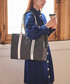【サマンサ ベガ/SamanthaVega】のロゴテープキルティングA4トートバッグ 人気、トレンドファッション・服の通販 founy(ファニー) ファッション Fashion レディースファッション Fashion for Women バッグ Bags キャンバス Canvas, Canvas Fabric キルティング Quilted, Quilting コレクション Collection, Seasonal Line トレンド Trend, Trending Now フォルム Silhouette, Form 財布 Wallet, Purse |ID:prp329100004821487