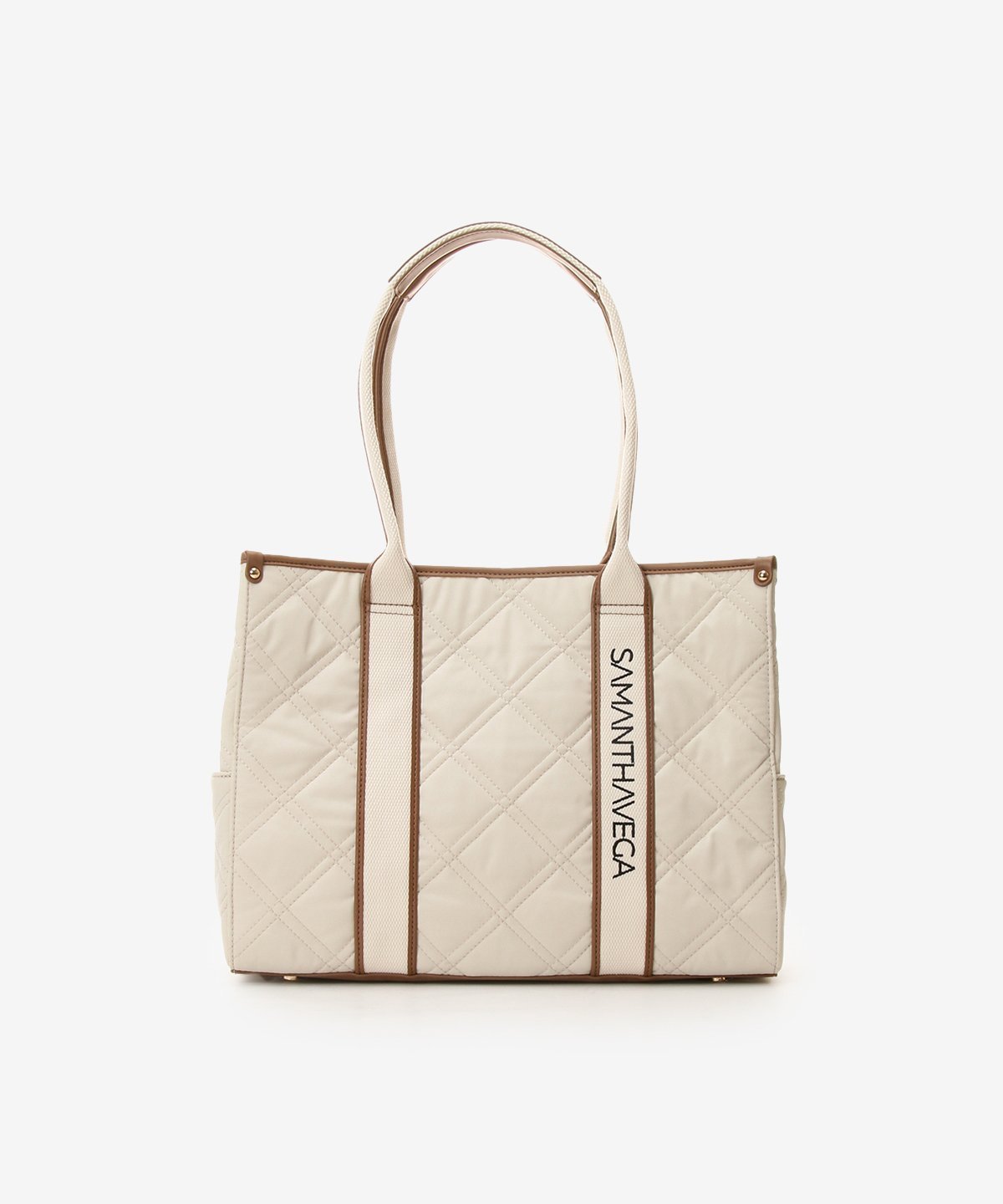 【サマンサ ベガ/SamanthaVega】のロゴテープキルティングA4トートバッグ インテリア・キッズ・メンズ・レディースファッション・服の通販 founy(ファニー) 　ファッション　Fashion　レディースファッション　Fashion for Women　バッグ　Bags　キャンバス　Canvas, Canvas Fabric　キルティング　Quilted, Quilting　コレクション　Collection, Seasonal Line　トレンド　Trend, Trending Now　フォルム　Silhouette, Form　財布　Wallet, Purse　ホワイト|ID: prp329100004821487 ipo3291000000035043623