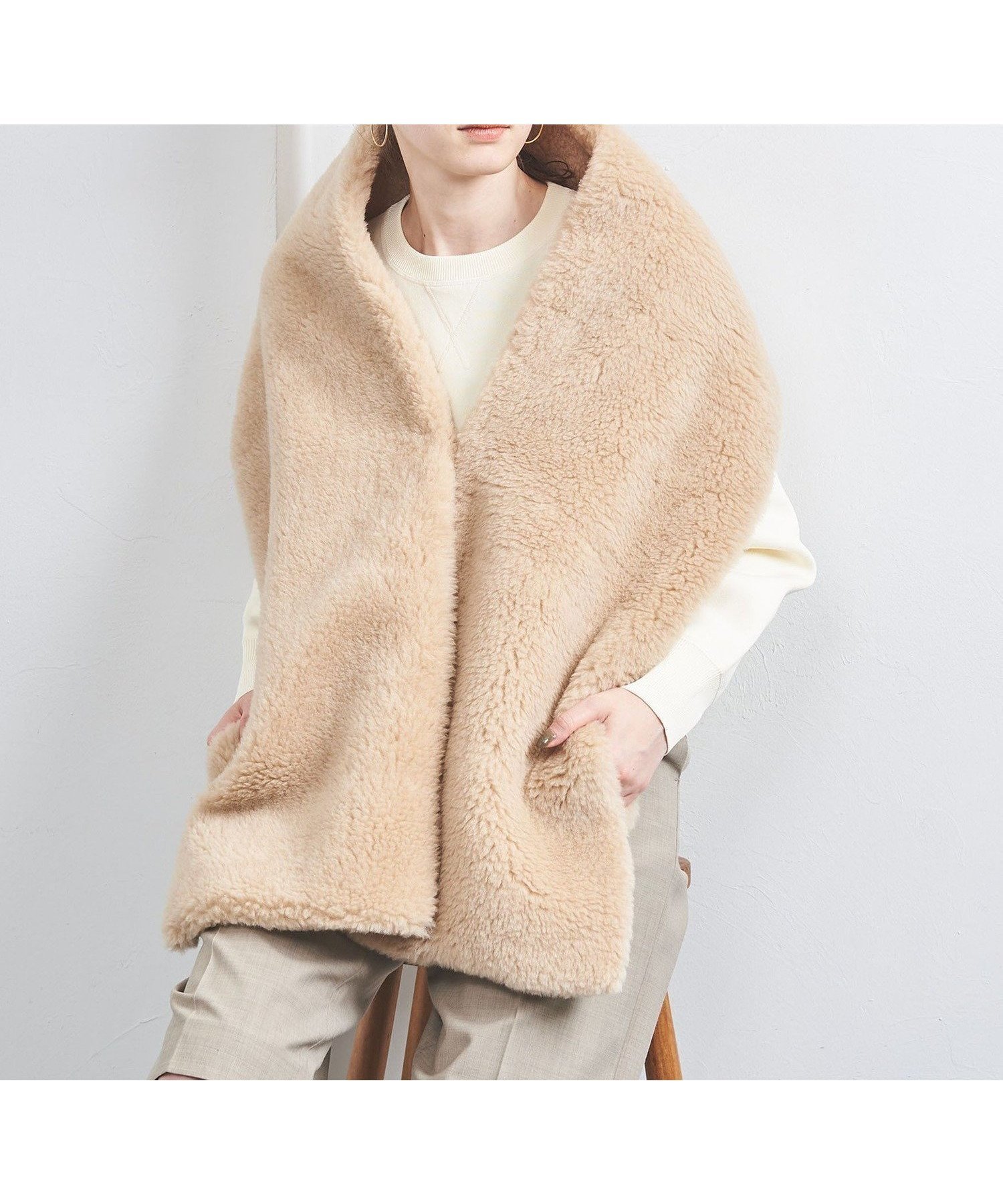 【ユナイテッドアローズ/UNITED ARROWS】のボア ストール ベージュ 人気、トレンドファッション・服の通販 founy(ファニー) 　ファッション　Fashion　レディースファッション　Fashion for Women　ウォーム　Warm Fabric　ストール　Stole, Wrap　スプリング　Spring, Spring Collection　ポケット　Pocket, Pocket Detail　アウトレット　Outlet / Clearance　 other-1|ID: prp329100004821640 ipo3291000000035044954