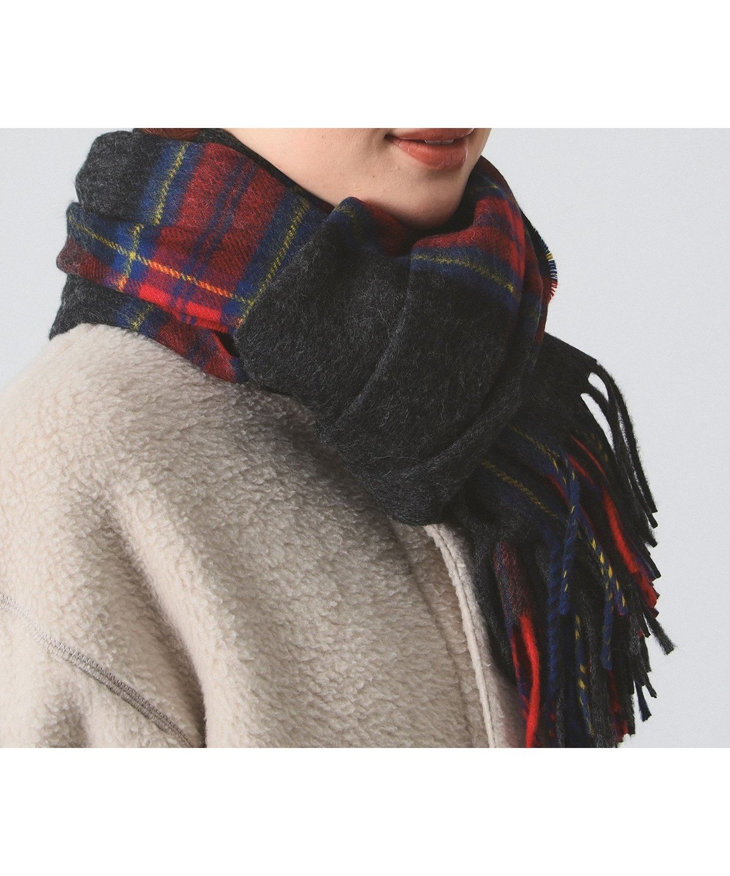 【ビームス ウイメン/BEAMS】のMOON チェック ストール 25AW プレゼント ギフト インテリア・キッズ・メンズ・レディースファッション・服の通販 founy(ファニー) 　ファッション　Fashion　レディースファッション　Fashion for Women　2025年　2025　2025-2026秋冬・A/W　Autumn/Winter 2025–26 AW25–26　おすすめ　Recommended / Our Picks　ギフト プレゼント　Gift / Present　クラシック　Classic, Timeless Style　シンプル　Simple, Minimal　ストール　Stole, Wrap　チェック　Check, Plaid, Tartan　フリンジ　Fringe, Tassel　エレガント 上品　Elegant　A/W・秋冬　Autumn/Winter　防寒　Cold Protection, Winter-Ready　GREY|ID: prp329100004821641 ipo3291000000035044960