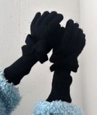 【キャセリーニ/CASSELINI】のCasselini(キャセリーニ)ロングニットリボングローブ 人気、トレンドファッション・服の通販 founy(ファニー) ファッション Fashion レディースファッション Fashion for Women シンプル Simple, Minimal ミックス Mix, Mixed Style リボン Ribbon, Bow 防寒 Cold Protection, Winter-Ready thumbnail ブラック|ID: prp329100004821663 ipo3291000000035045125