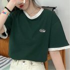 【ミニミニストア/miniministore】のバイカラーTシャツ 韓国半袖 カジュアル 人気、トレンドファッション・服の通販 founy(ファニー) ファッション Fashion レディースファッション Fashion for Women トップス・カットソー Cut & Sew Tops シャツ・ブラウス・オフィスカジュアル Elegant Blouses & Button-Ups ロングTシャツ・Tシャツ Longline T-Shirts & Tees 春 Spring カットソー Cut and Sewn Top サマー Summer, Summer Style ショート Short, Short Length シンプル Simple, Minimal 半袖 Short Sleeve, Half Sleeve ミニスカート Mini Skirt, Short Skirt 無地 Plain, Solid Color ラウンド Round, Round Neck S/S・春夏 SS, Spring/Summer, Warm Season 夏 Summer thumbnail ダークグリーン|ID: prp329100004821664 ipo3291000000035045187