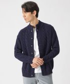 【ポール スチュアート/Paul Stuart / MEN】のランダムケーブル柄スタンドカラーカーディガン ネイビー|ID: prp329100004821678 ipo3291000000035045454