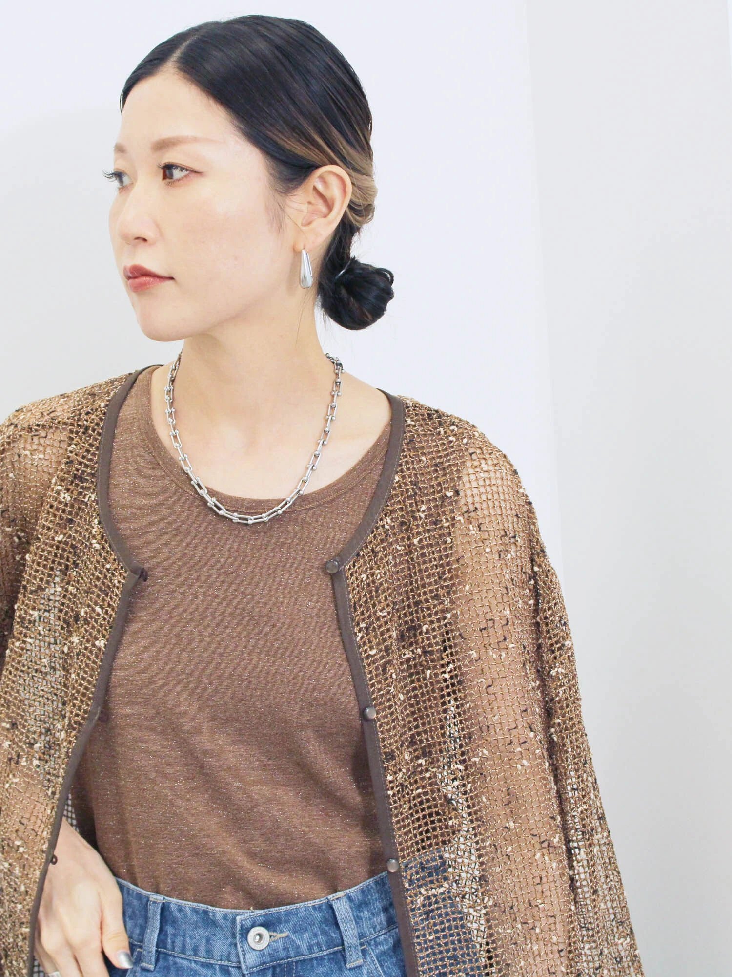 【サマンサモスモス/Samansa Mos2】のラメタンク インテリア・キッズ・メンズ・レディースファッション・服の通販 founy(ファニー) 　ファッション　Fashion　レディースファッション　Fashion for Women　おすすめ　Recommended / Our Picks　シンプル　Simple, Minimal　タンク　Tank Top, Sleeveless Top　バランス　Balance, Style Balance　メッシュ　Mesh, Net Fabric　エレガント 上品　Elegant　ブラウン|ID: prp329100004821701 ipo3291000000035045575