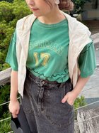 【サマンサモスモス/Samansa Mos2】のピグメント加工メロー切替ロゴプリントTシャツ 人気、トレンドファッション・服の通販 founy(ファニー) ファッション Fashion レディースファッション Fashion for Women トップス・カットソー Cut & Sew Tops シャツ・ブラウス・オフィスカジュアル Elegant Blouses & Button-Ups ロングTシャツ・Tシャツ Longline T-Shirts & Tees アシンメトリー Asymmetrical Style プリント Print, Printed Pattern ワンポイント One Point, Statement Accent 切替 Switching, Contrast Panel thumbnail グリーン|ID: prp329100004821736 ipo3291000000035046059