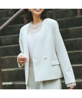 【エルーラ/Elura】の≪CEREMONY≫ダブルクロスジャケット/603858 人気、トレンドファッション・服の通販 founy(ファニー) ファッション Fashion レディースファッション Fashion for Women アウター Coat / Outerwear Collection レディースジャケット・軽アウター Jackets アクセサリー Fashion Accessories インナー Innerwear ジャケット Jacket, Outerwear ストレッチ Stretch, Stretchy Fabric セットアップ Set-Up, Coordinated Outfit ダブル Double, Double-Breasted デコルテ Décolleté, Neckline バランス Balance, Style Balance パール Pearl, Pearl Accent レース Lace, Lace Fabric エレガント 上品 Elegant セレモニー Ceremony ビジネス 仕事 通勤 Business / Work / Commuting |ID:prp329100004821752