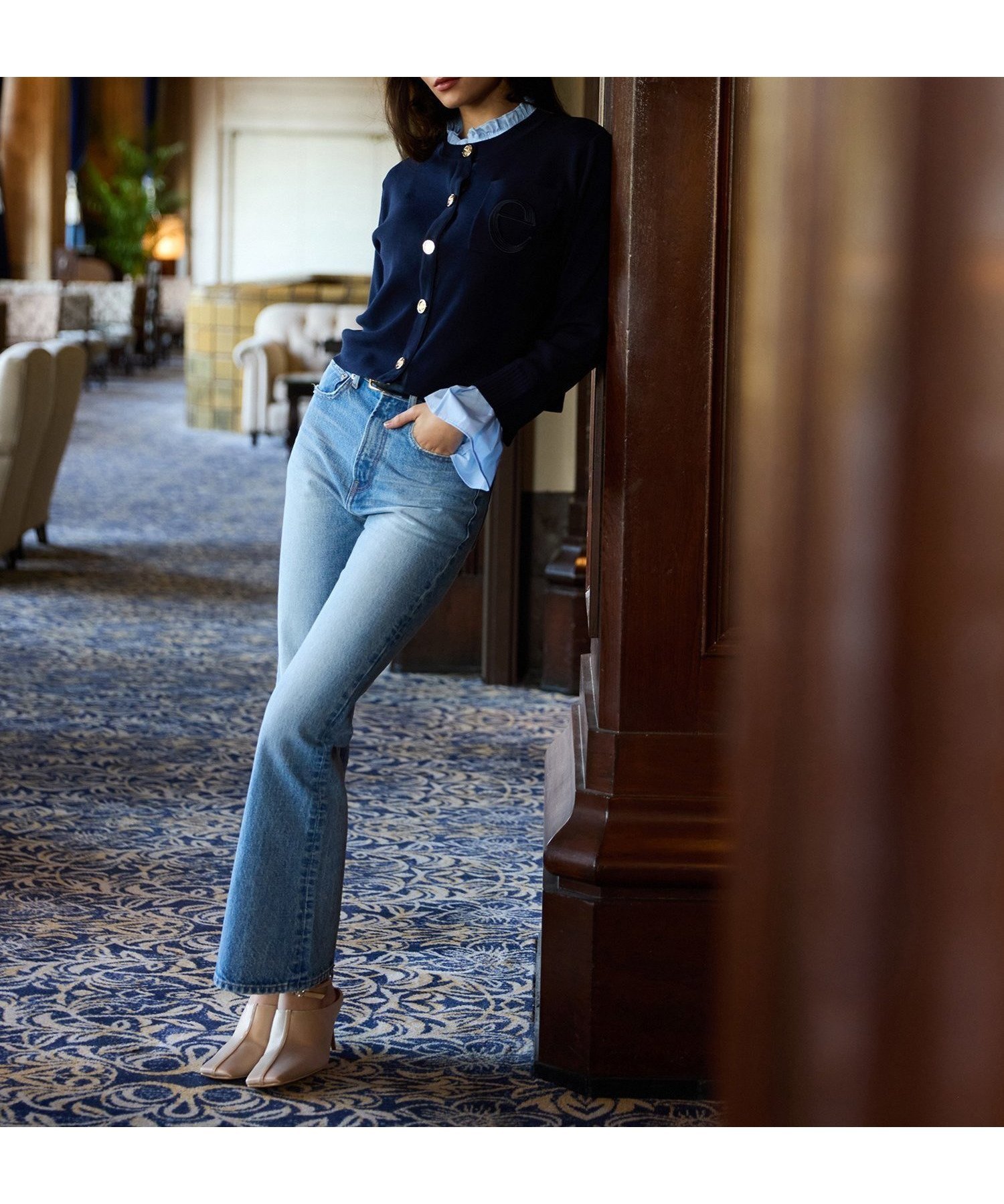 【エイミーイストワール/eimy istoire】のスリムフレアデニムパンツ 人気、トレンドファッション・服の通販 founy(ファニー) 　ファッション　Fashion　レディースファッション　Fashion for Women　パンツ　Pants & Trousers　デニムパンツ・ジーンズ・美脚デニム　Denim Jeans & Pants　ヴィンテージ　Vintage Style　コンパクト　Compact, Small Size　シンプル　Simple, Minimal　ジャケット　Jacket, Outerwear　スウェット / スエット　Sweatshirt, Sweatwear　ストレッチ　Stretch, Stretchy Fabric　デニム　Denim, Jeans Material　トレンド　Trend, Trending Now　リラックス　Relax, Relaxed Fit　再入荷　Restock / Back in Stock　 other-1|ID: prp329100004821789 ipo3291000000035046443