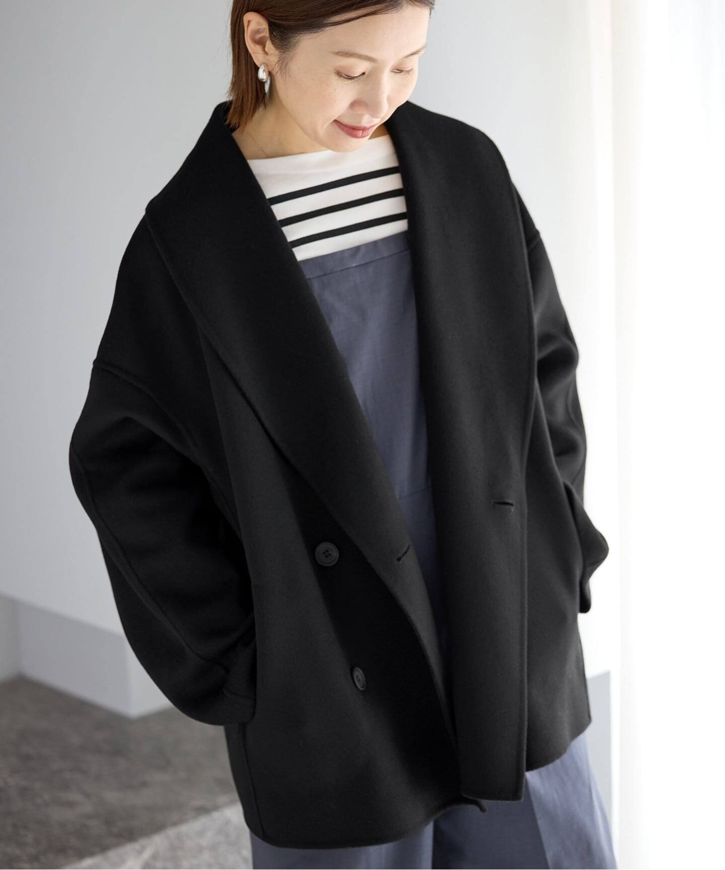 【イエナ/IENA】の《追加3》Super160 ショールカラーハーフコート インテリア・キッズ・メンズ・レディースファッション・服の通販 founy(ファニー) 　ファッション　Fashion　レディースファッション　Fashion for Women　アウター　Coat / Outerwear Collection　コート・ロングコート・ピーコート　Long Coats, Peacoats & More　2025年　2025　2025-2026秋冬・A/W　Autumn/Winter 2025–26 AW25–26　ショール　Shawl, Wrap　スタンド　Stand Collar, Upright Stand　ハーフ　Half, Half-Length　定番　Standard, Basic Item　ブラック|ID: prp329100004821806 ipo3291000000035046650