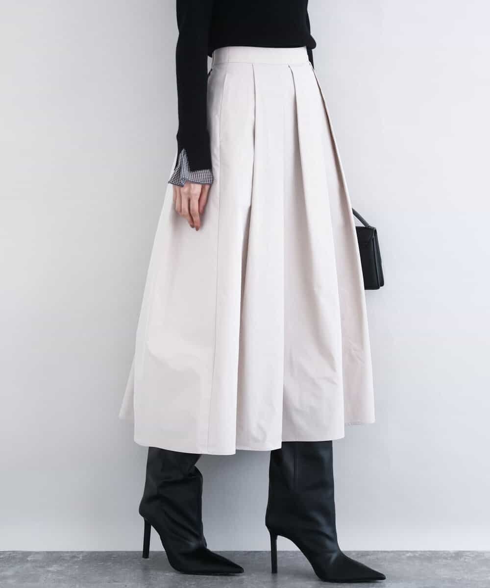 【エムケイ ミッシェルクラン/MK MICHEL KLEIN】のメモリータフタ タックフレアスカート/洗える 人気、トレンドファッション・服の通販 founy(ファニー) 　ファッション　Fashion　レディースファッション　Fashion for Women　スカート　Skirts　Aライン・フレアスカート　A-Line & Flared Skirts　ジャケット　Jacket, Outerwear　タフタ　Taffeta, Structured Fabric　フォーマル　Formal, Dressy　フレア　Flare, Flared　エレガント 上品　Elegant　冬　Winter / This Winter　夏　Summer　春　Spring　洗える　Machine Washable　秋　Autumn　 other-1|ID: prp329100004821863 ipo3291000000035047192