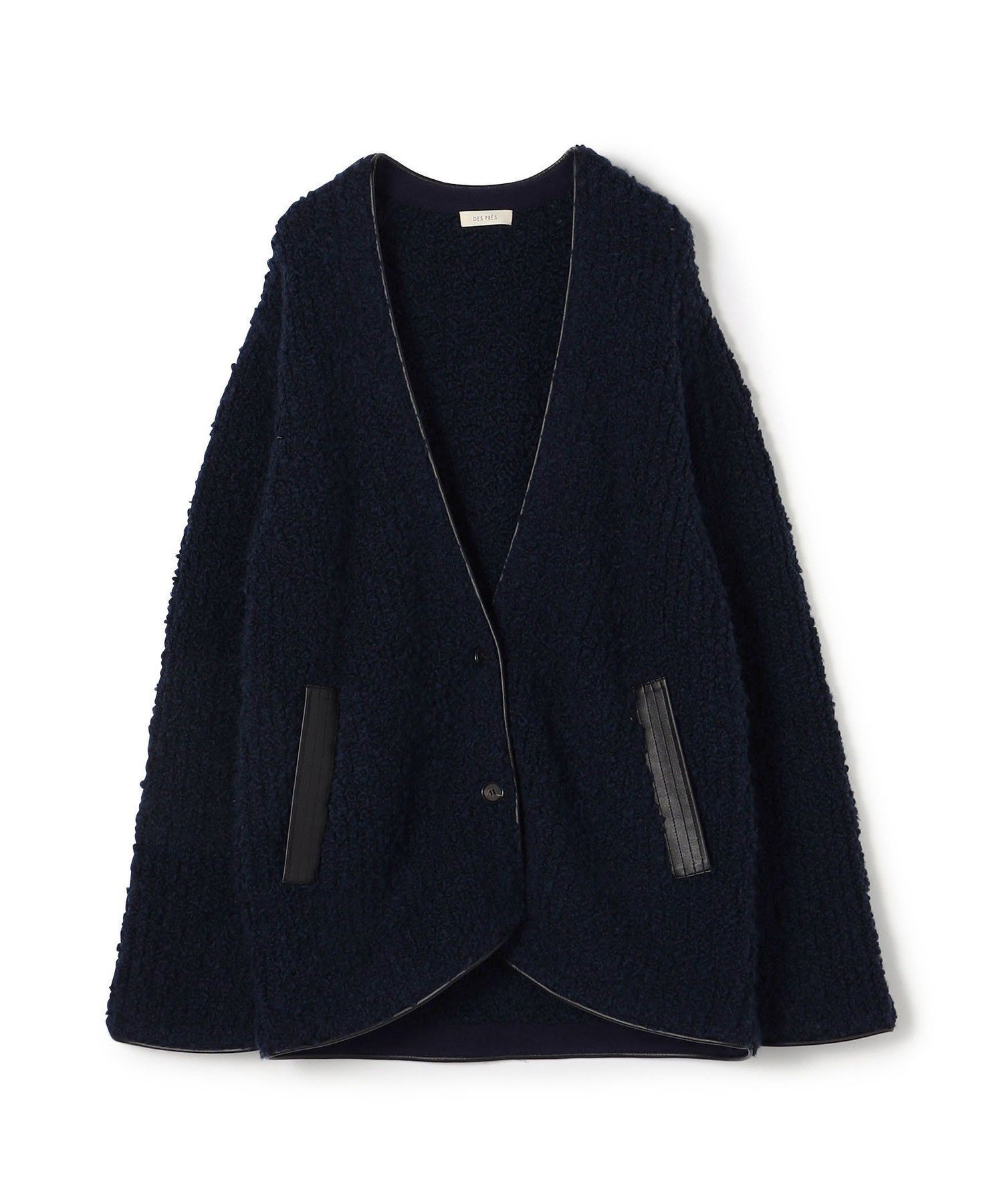 【トゥモローランド/TOMORROWLAND】のウールブークレー カラーレスジャケット インテリア・キッズ・メンズ・レディースファッション・服の通販 founy(ファニー) 　ファッション　Fashion　レディースファッション　Fashion for Women　アウター　Coat / Outerwear Collection　レディースジャケット・軽アウター　Jackets　おすすめ　Recommended / Our Picks　カーディガン　Cardigan, Knitwear　ジャケット　Jacket, Outerwear　スリーブ　Sleeve, Long Sleeve / Short Sleeve　デニム　Denim, Jeans Material　フェイクレザー　Faux Leather, PU Leather　69 ネイビー|ID: prp329100004821871 ipo3291000000035047232