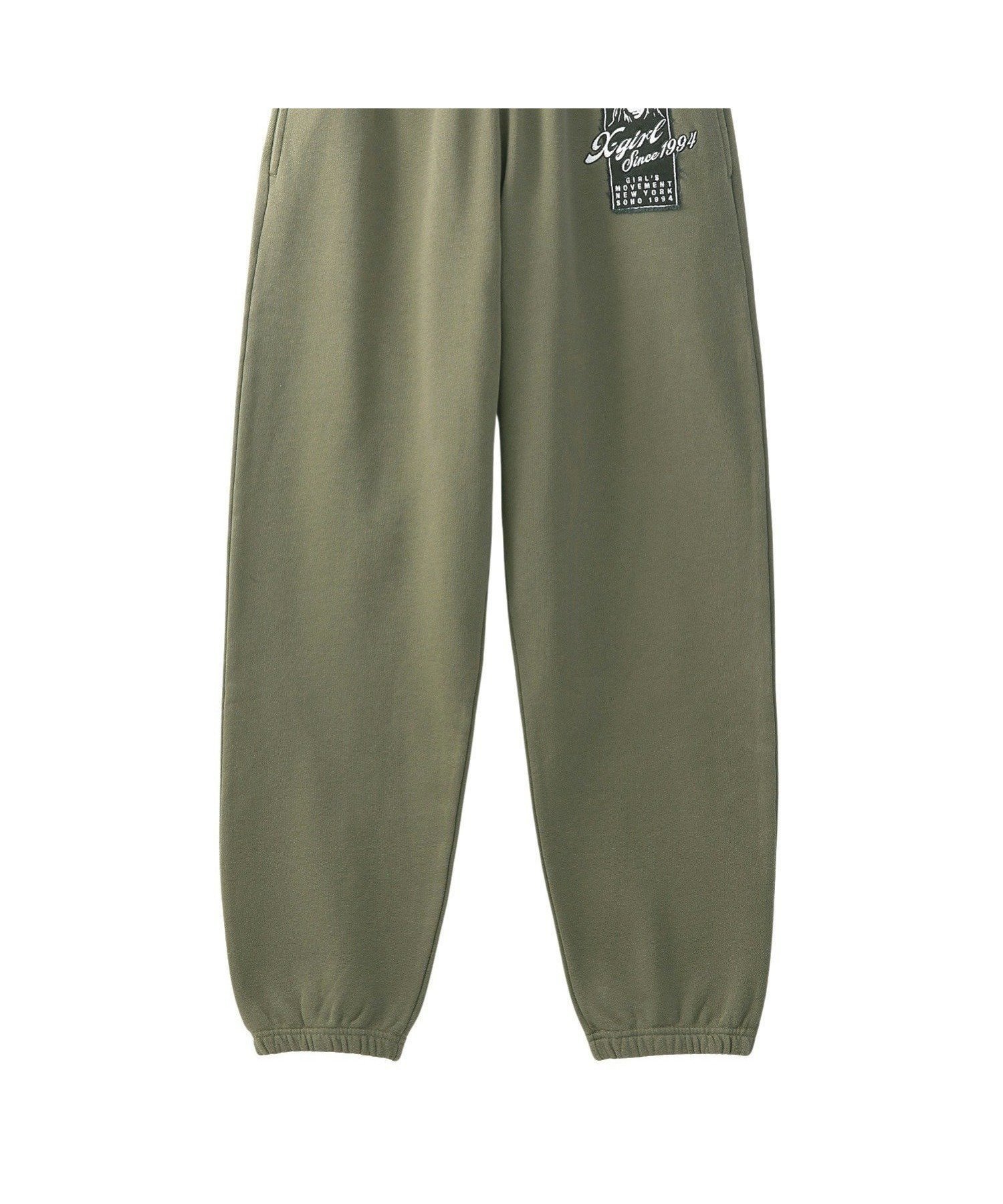【エックスガール/X-girl】のFACE BOX PATCH SWEAT PANTS X-girl インテリア・キッズ・メンズ・レディースファッション・服の通販 founy(ファニー) 　ファッション　Fashion　レディースファッション　Fashion for Women　パンツ　Pants & Trousers　おすすめ　Recommended / Our Picks　グラフィック　Graphic, Graphic Design　コンパクト　Compact, Small Size　スウェット / スエット　Sweatshirt, Sweatwear　セットアップ　Set-Up, Coordinated Outfit　パッチ　Patch, Appliqué　定番　Standard, Basic Item　A/W・秋冬　Autumn/Winter　OLIVE|ID: prp329100004821873 ipo3291000000035047243