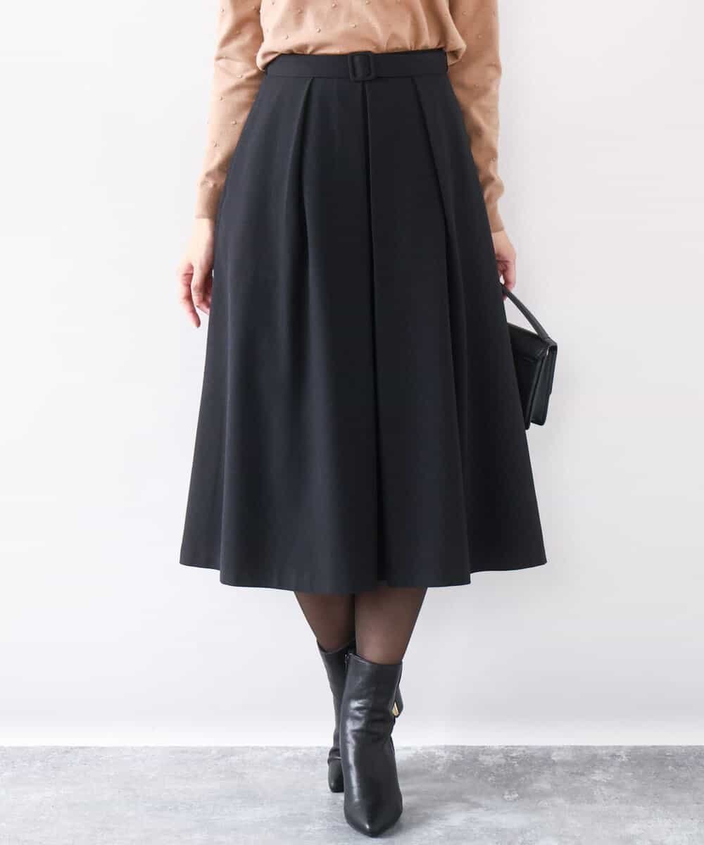 【オフオン/ofuon】のタックフレアースカート/洗える インテリア・キッズ・メンズ・レディースファッション・服の通販 founy(ファニー) 　ファッション　Fashion　レディースファッション　Fashion for Women　スカート　Skirts　おすすめ　Recommended / Our Picks　コンパクト　Compact, Small Size　ポケット　Pocket, Pocket Detail　エレガント 上品　Elegant　冬　Winter / This Winter　夏　Summer　春　Spring　洗える　Machine Washable　秋　Autumn　ブラック|ID: prp329100004821876 ipo3291000000035047261