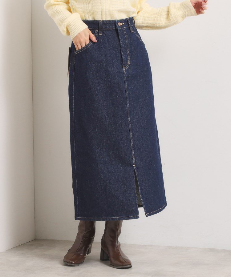 【イッツデモ/ITS' DEMO】のLee Babe デニムスカート インテリア・キッズ・メンズ・レディースファッション・服の通販 founy(ファニー) 　ファッション　Fashion　レディースファッション　Fashion for Women　スカート　Skirts　デニムスカート・カジュアルスカート　Denim Skirts　スマート　Smart, Elegant　スリット　Slit, Slit Detail　デニム　Denim, Jeans Material　フレア　Flare, Flared　フロント　Front, Front Design　ポケット　Pocket, Pocket Detail　ネイビー|ID: prp329100004821880 ipo3291000000035047280