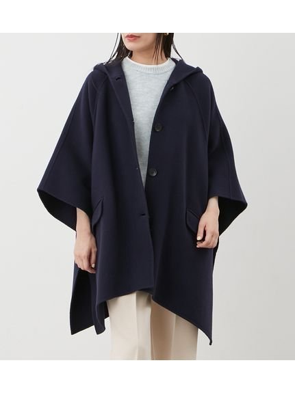 【ミラオーウェン/Mila Owen】のフードポンチョコート インテリア・キッズ・メンズ・レディースファッション・服の通販 founy(ファニー) 　雑誌掲載アイテム　Magazine Picks & Fashion Features　ファッション雑誌　Fashion Magazines　アンドガール　andGIRL　ファッション　Fashion　レディースファッション　Fashion for Women　アウター　Coat / Outerwear Collection　コート・ロングコート・ピーコート　Long Coats, Peacoats & More　ポンチョ・ケープコート　Ponchos & Capes　11月号　November Issue　スマート　Smart, Elegant　雑誌　Magazine, Fashion Magazine　バランス　Balance, Style Balance　フェルト　Felt, Felt Fabric　ポケット　Pocket, Pocket Detail　ポンチョ　Poncho, Cape Style　リュクス　Luxury, Elegant, High-End, Chic　ワイド　Wide, Wide Fit　エレガント 上品　Elegant　NVY[089]|ID: prp329100004821897 ipo3291000000035047498