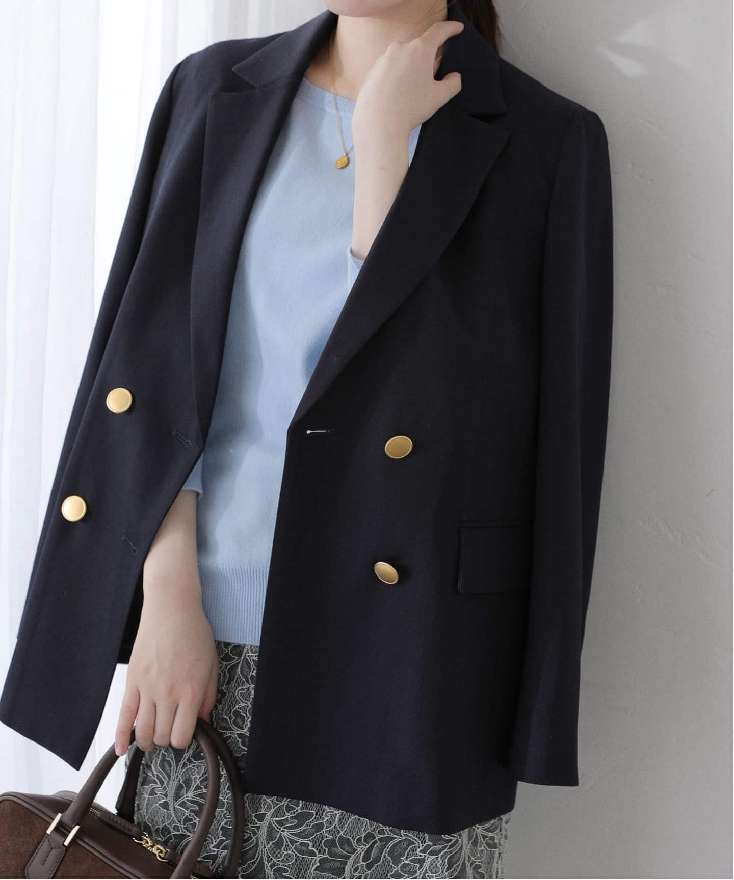 【ラ トータリテ/La TOTALITE】のT/Wダブルブレストジャケット インテリア・キッズ・メンズ・レディースファッション・服の通販 founy(ファニー) 　ファッション　Fashion　レディースファッション　Fashion for Women　アウター　Coat / Outerwear Collection　レディースジャケット・軽アウター　Jackets　2025年　2025　2025-2026秋冬・A/W　Autumn/Winter 2025–26 AW25–26　シンプル　Simple, Minimal　ジャケット　Jacket, Outerwear　タイトスカート　Pencil Skirt, Tight Skirt　デニム　Denim, Jeans Material　人気　Popular, Best Seller　定番　Standard, Basic Item　ネイビー|ID: prp329100004821940 ipo3291000000035047947