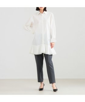 【デミルクス ビームス/Demi-Luxe BEAMS】のフリルヘム シャツ ワンピース 人気、トレンドファッション・服の通販 founy(ファニー) ファッション Fashion レディースファッション Fashion for Women ワンピース Dresses シャツワンピース / 1枚で着映えコーデ Shirt Dresses カフス Cuff Design バランス Balance, Style Balance フォルム Silhouette, Form フリル Frill, Ruffle ロング Long, Long-Length エレガント 上品 Elegant |ID:prp329100004821943