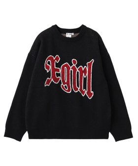 【エックスガール/X-girl】のSCRATCHED LOGO JACQUARD KNIT TOP 人気、トレンドファッション・服の通販 founy(ファニー) ファッション Fashion レディースファッション Fashion for Women トップス・カットソー Cut & Sew Tops ニット Knit Tops & Sweaters グラフィック Graphic, Graphic Design スウェット / スエット Sweatshirt, Sweatwear デニム Denim, Jeans Material 長袖 Long Sleeve, Full Sleeve フロント Front, Front Design ルーズ Loose, Oversized A/W・秋冬 Autumn/Winter おすすめ Recommended / Our Picks |ID:prp329100004821961