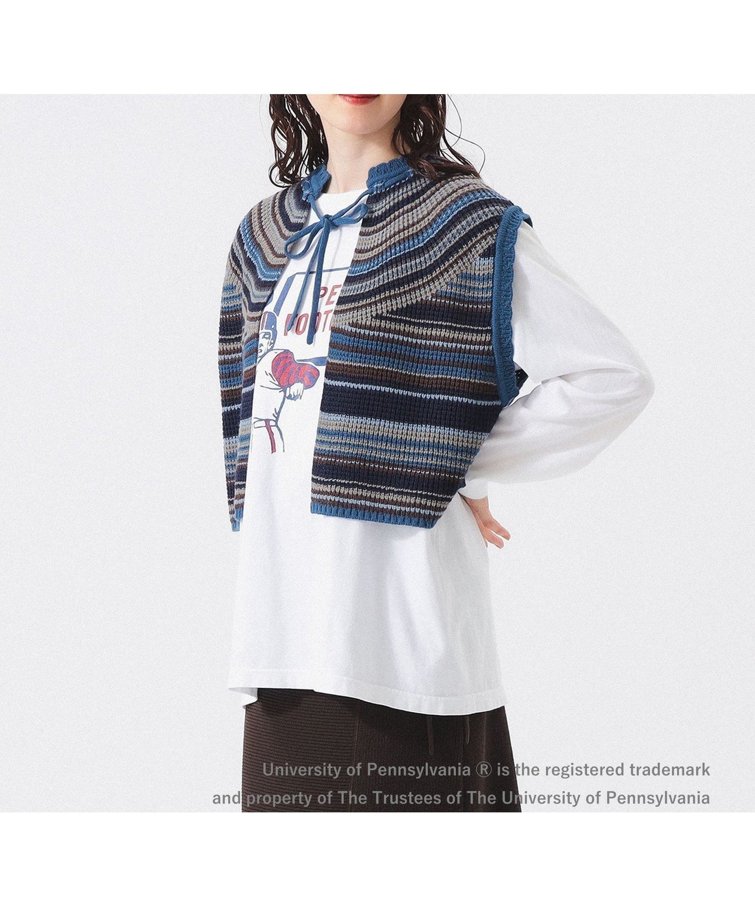 【ビームス ウイメン/BEAMS】のマルチボーダー ベスト インテリア・キッズ・メンズ・レディースファッション・服の通販 founy(ファニー) 　ファッション　Fashion　レディースファッション　Fashion for Women　アウター　Coat / Outerwear Collection　トップス・カットソー　Cut & Sew Tops　ベスト&ジレ / 重ね着スタイル　Vests & Gilets　アクリル　Acrylic Material　アメリカン　American Style　ウェーブ　Wavy Pattern　ヴィンテージ　Vintage Style　カットソー　Cut and Sewn Top　カラフル　Colorful Design　タートルネック　Turtleneck, High Neck　手編み　Hand-Knitted, Handmade Knit　ベスト　Vest, Waistcoat　ボーダー　Border, Stripe　ロング　Long, Long-Length　ワッフル　Waffle, Waffle Knit　NAVY|ID: prp329100004821976 ipo3291000000035048390