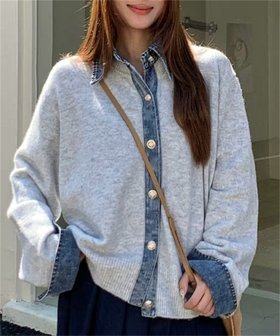 【ディアベル/DIAVEL】のデニムドッキングニットカーディガン/異素材切替デザイン 人気、トレンドファッション・服の通販 founy(ファニー) ファッション Fashion レディースファッション Fashion for Women トップス・カットソー Cut & Sew Tops ニット Knit Tops & Sweaters カーディガン・羽織り Layered Style Cardigans カーディガン Cardigan, Knitwear ガーリー Girly, Feminine Style キャップ Cap, Baseball Cap 切替 Switching, Contrast Panel シンプル Simple, Minimal セットアップ Set-Up, Coordinated Outfit デニム Denim, Jeans Material トレンド Trend, Trending Now ドッキング Docking, Mixed Material フレア Flare, Flared ベーシック Basic, Essential ポケット Pocket, Pocket Detail 再入荷 Restock / Back in Stock おすすめ Recommended / Our Picks |ID:prp329100004821983