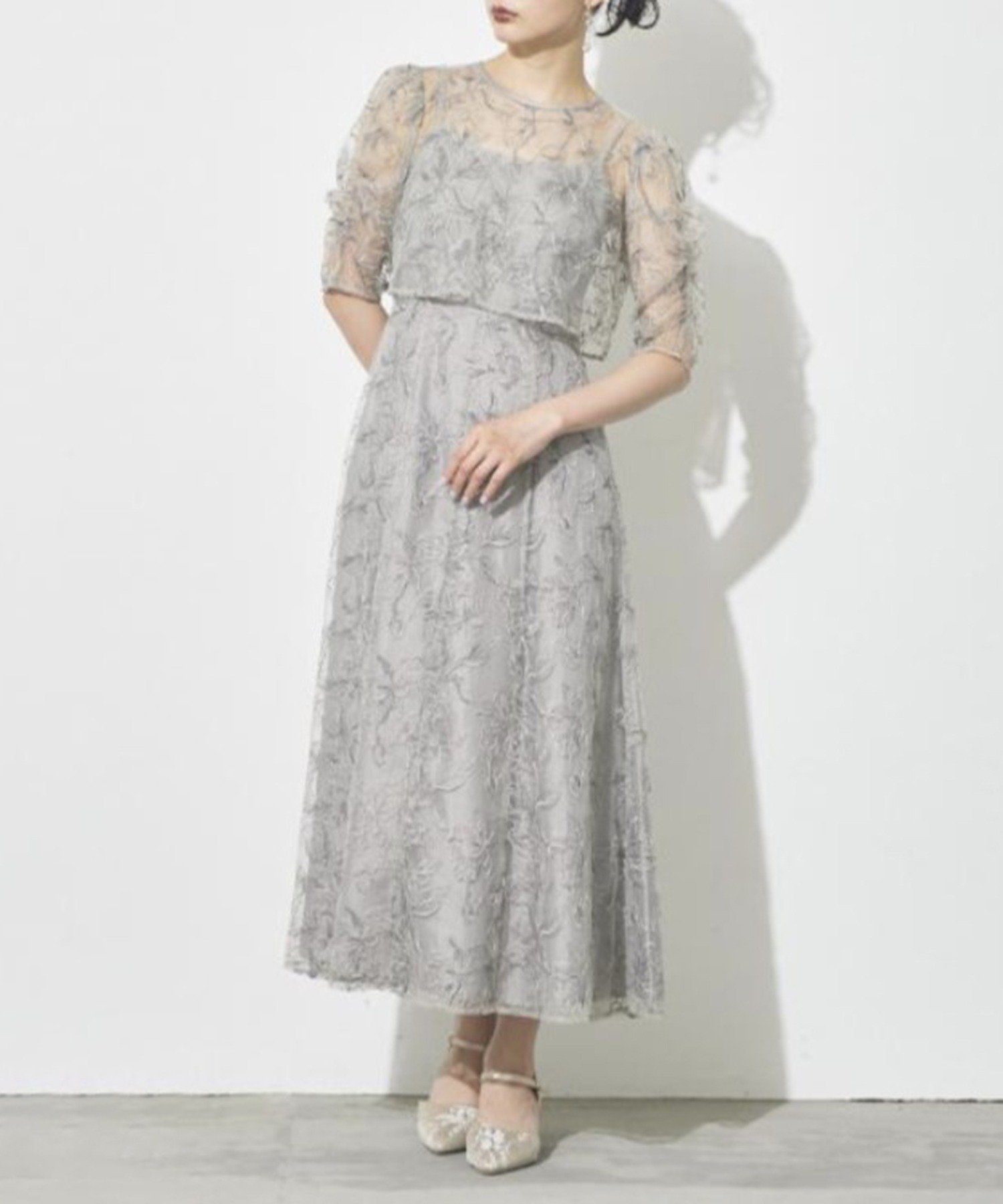 【セットアップセブン/SETUP7】のmetoi/エンブロイダリーボレロセットドレス 結婚式 パーティー オケージョン インテリア・キッズ・メンズ・レディースファッション・服の通販 founy(ファニー) 　ファッション　Fashion　レディースファッション　Fashion for Women　アウター　Coat / Outerwear Collection　ボレロ・ショート丈ジャケット / ドレス羽織りに　Boleros & Short Jackets　ワンピース　Dresses　フォーマル・パーティードレス・結婚式用ドレス　Elegant & Casual Dresses　アクセサリー　Fashion Accessories　オケージョン　Occasion Wear　キャミソール　Camisole, Spaghetti Strap Top　ギャザー　Gathered, Ruffled　ドレス　Dress, One-Piece　レース　Lace, Lace Fabric　再入荷　Restock / Back in Stock　エレガント 上品　Elegant　セレモニー　Ceremony　結婚式　Wedding　披露宴　Wedding Reception　二次会　After Party　GRY|ID: prp329100004821989 ipo3291000000035048505