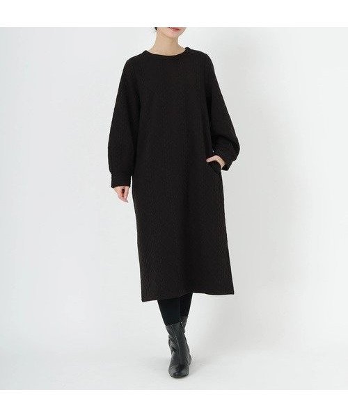 【ストロベリーフィールズ/STRAWBERRY FIELDS】のケーブルジャージワンピース インテリア・キッズ・メンズ・レディースファッション・服の通販 founy(ファニー) 　ファッション　Fashion　レディースファッション　Fashion for Women　ワンピース　Dresses　ブラック2|ID: prp329100004821994 ipo3291000000035048546