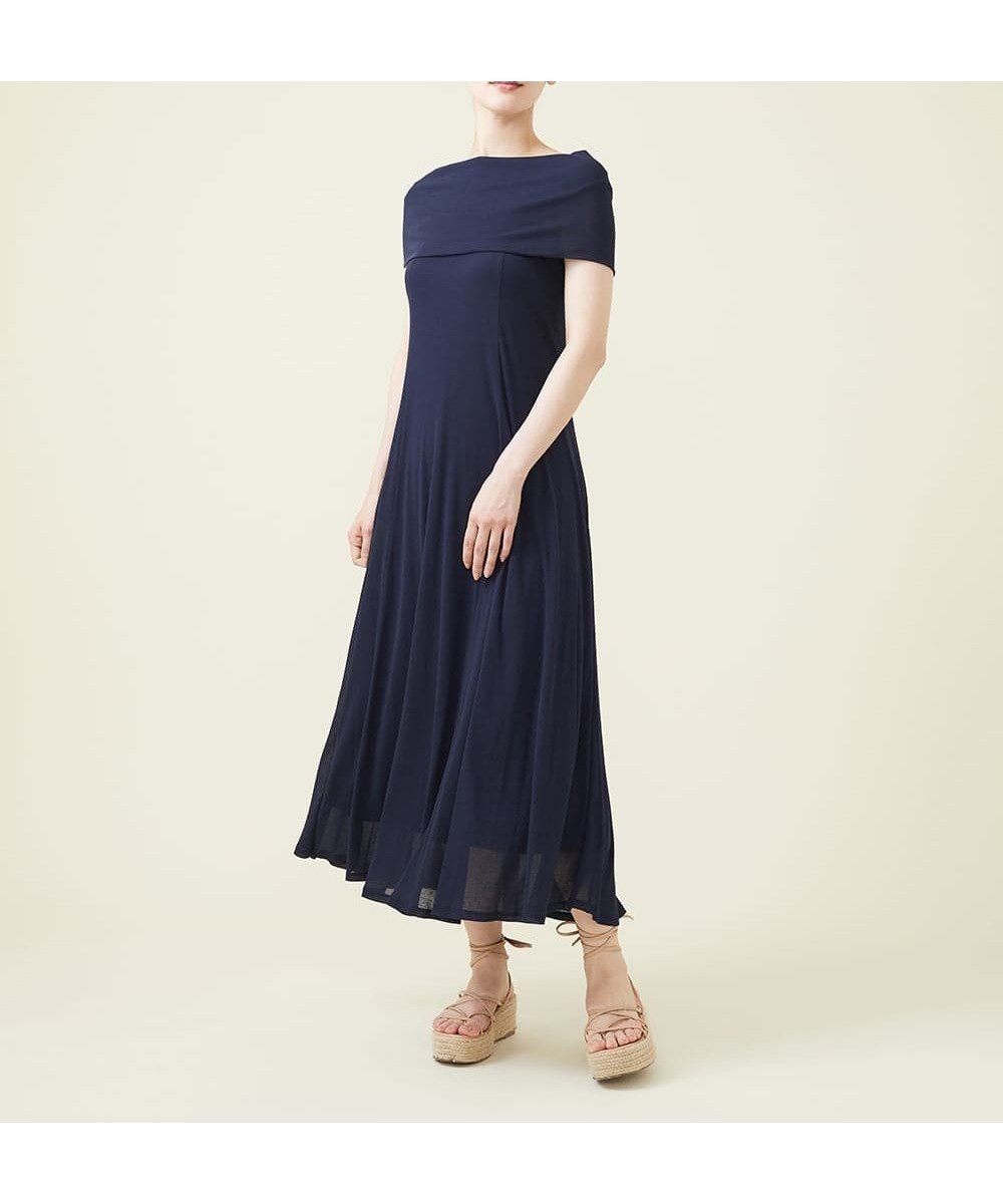 【シビラ/SYBILLA】の【PLAYA】水撚りフライスオフショルダードレス インテリア・キッズ・メンズ・レディースファッション・服の通販 founy(ファニー) 　ファッション　Fashion　レディースファッション　Fashion for Women　ワンピース　Dresses　フォーマル・パーティードレス・結婚式用ドレス　Elegant & Casual Dresses　オフショルダーワンピース・ドレス　Off-Shoulder Dresses / Bardot Style Dresses　ギャザー　Gathered, Ruffled　ショルダー　Shoulder, Shoulder Strap　ドレス　Dress, One-Piece　ドレープ　Drape, Draping Fabric　ビーチ　Beach, Seaside　エレガント 上品　Elegant　夏　Summer　ネイビー|ID: prp329100004822007 ipo3291000000035048682