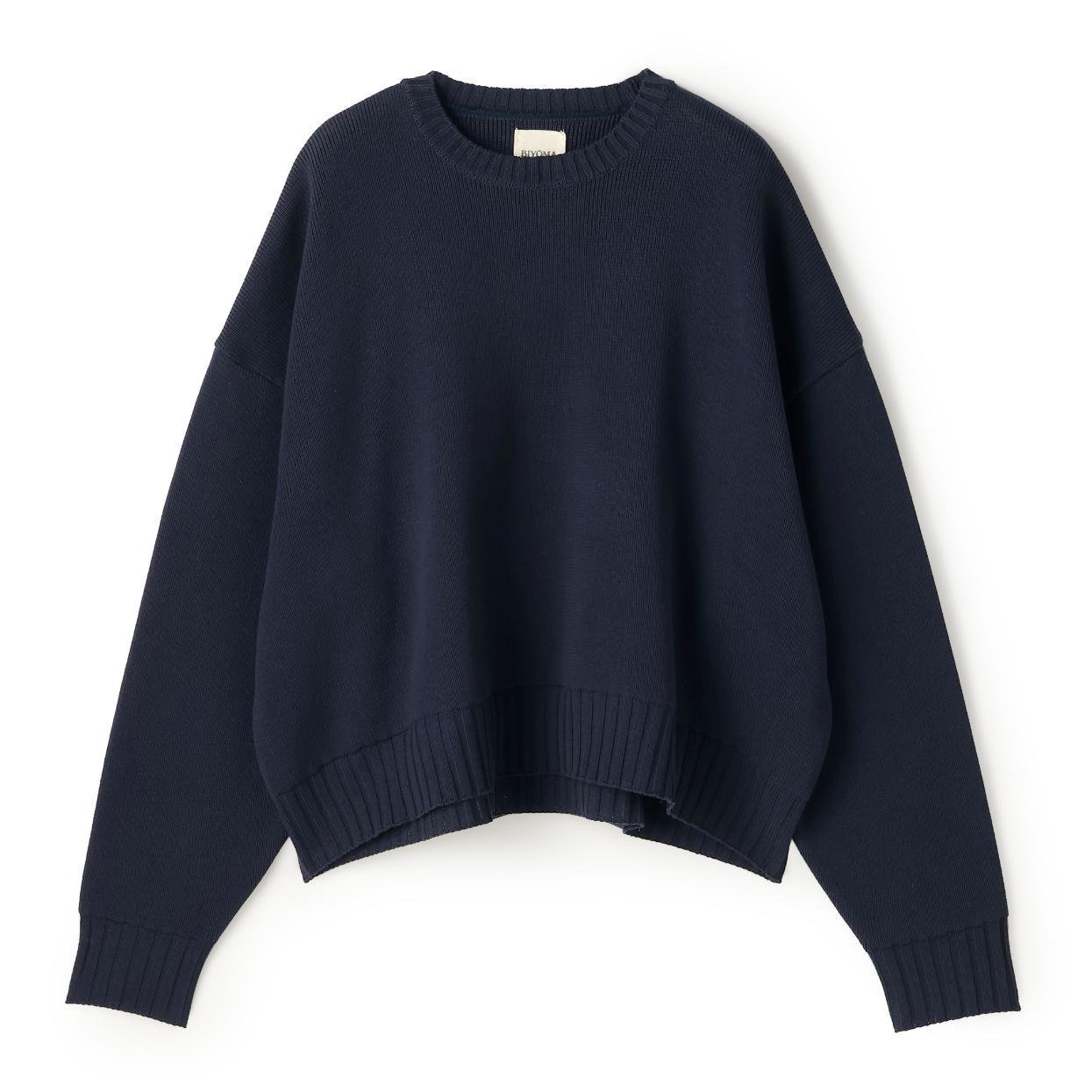 【ビヨーマ/BIYOMA】のCOTTON ACRYLIC KNIT PULLOVER インテリア・キッズ・メンズ・レディースファッション・服の通販 founy(ファニー) 　ファッション　Fashion　レディースファッション　Fashion for Women　トップス・カットソー　Cut & Sew Tops　ニット　Knit Tops & Sweaters　カジュアルプルオーバー・ニットトップス　Pullovers & Knit Tops / Casual Pullovers　スラックス　Slacks, Dress Pants　デニム　Denim, Jeans Material　ボトム　Bottoms, Lower Wear　ルーズ　Loose, Oversized　おすすめ　Recommended / Our Picks　エレガント 上品　Elegant　NAVY|ID: prp329100004822015 ipo3291000000035048850