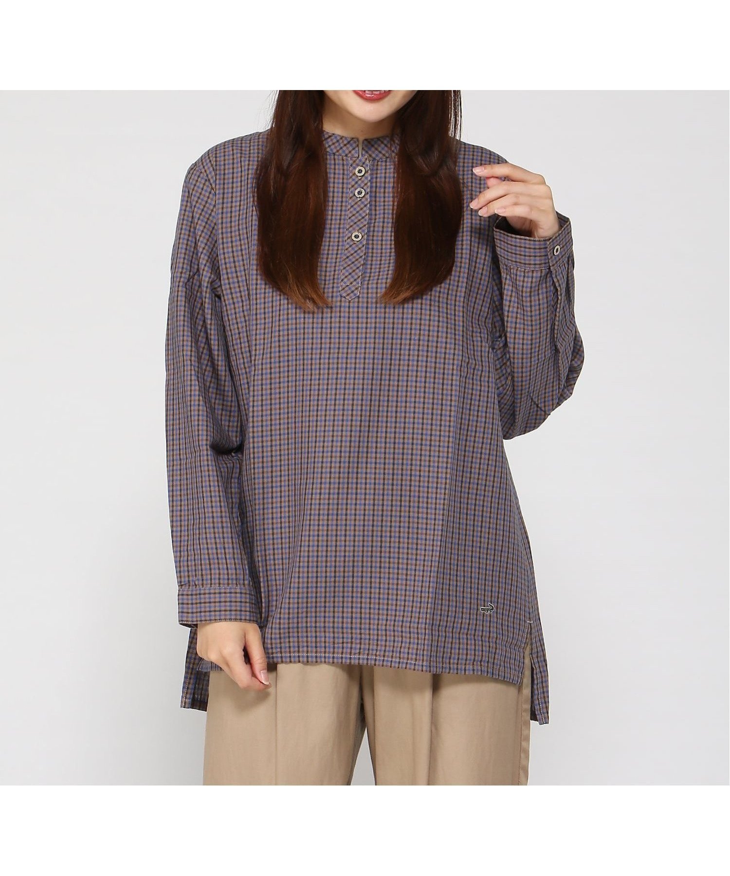 【クロコダイル/CROCODILE】のマルチギンガム チュニック インテリア・キッズ・メンズ・レディースファッション・服の通販 founy(ファニー) 　ファッション　Fashion　レディースファッション　Fashion for Women　トップス・カットソー　Cut & Sew Tops　ギンガム　Gingham, Gingham Fabric　シンプル　Simple, Minimal　チュニック　Tunic, Long Top　ボトム　Bottoms, Lower Wear　ブルー|ID: prp329100004822044 ipo3291000000035049239