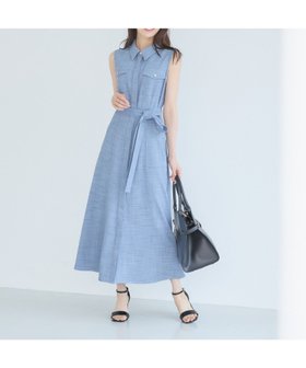 【アンデミュウ/Andemiu】のサファリシャツノースリーブワンピース 人気、トレンドファッション・服の通販 founy(ファニー) ファッション Fashion レディースファッション Fashion for Women ワンピース Dresses フェミニン Feminine, Girly リネン Linen, Linen Fabric エレガント 上品 Elegant 夏 Summer |ID:prp329100004822058