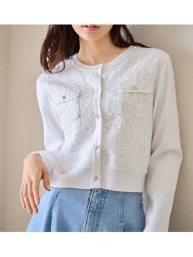 【セルフォード/CELFORD】の【セットアップ対応】チュール刺繍ドッキングカーディガン 人気、トレンドファッション・服の通販 founy(ファニー) ファッション Fashion レディースファッション Fashion for Women トップス・カットソー Cut & Sew Tops カーディガン・羽織り Layered Style Cardigans カーディガン Cardigan, Knitwear スマート Smart, Elegant セットアップ Set-Up, Coordinated Outfit チュール Tulip, Tulip Motif ドッキング Docking, Mixed Material パッチ Patch, Appliqué ビジュー Bijou, Jewel-like Accent フォーマル Formal, Dressy ボックス Boxy, Box Shape ポケット Pocket, Pocket Detail メタル Metal, Metal Parts モチーフ Motif, Design Theme レース Lace, Lace Fabric 羽織 Haori, Light Jacket |ID:prp329100004822086