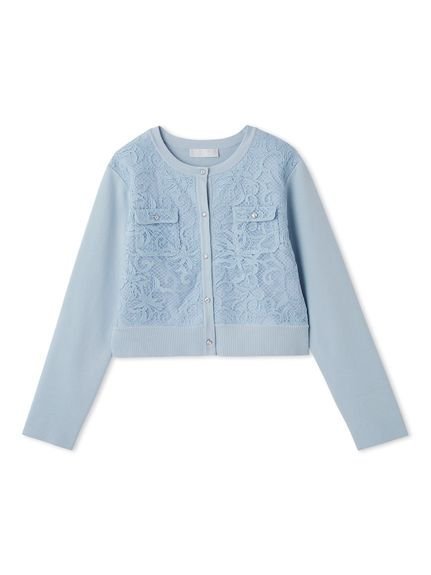 【セルフォード/CELFORD】の【セットアップ対応】チュール刺繍ドッキングカーディガン インテリア・キッズ・メンズ・レディースファッション・服の通販 founy(ファニー) 　ファッション　Fashion　レディースファッション　Fashion for Women　トップス・カットソー　Cut & Sew Tops　カーディガン・羽織り　Layered Style Cardigans　カーディガン　Cardigan, Knitwear　スマート　Smart, Elegant　セットアップ　Set-Up, Coordinated Outfit　チュール　Tulip, Tulip Motif　ドッキング　Docking, Mixed Material　パッチ　Patch, Appliqué　ビジュー　Bijou, Jewel-like Accent　フォーマル　Formal, Dressy　ボックス　Boxy, Box Shape　ポケット　Pocket, Pocket Detail　メタル　Metal, Metal Parts　モチーフ　Motif, Design Theme　レース　Lace, Lace Fabric　羽織　Haori, Light Jacket　SAX[083]|ID: prp329100004822086 ipo3291000000035049853