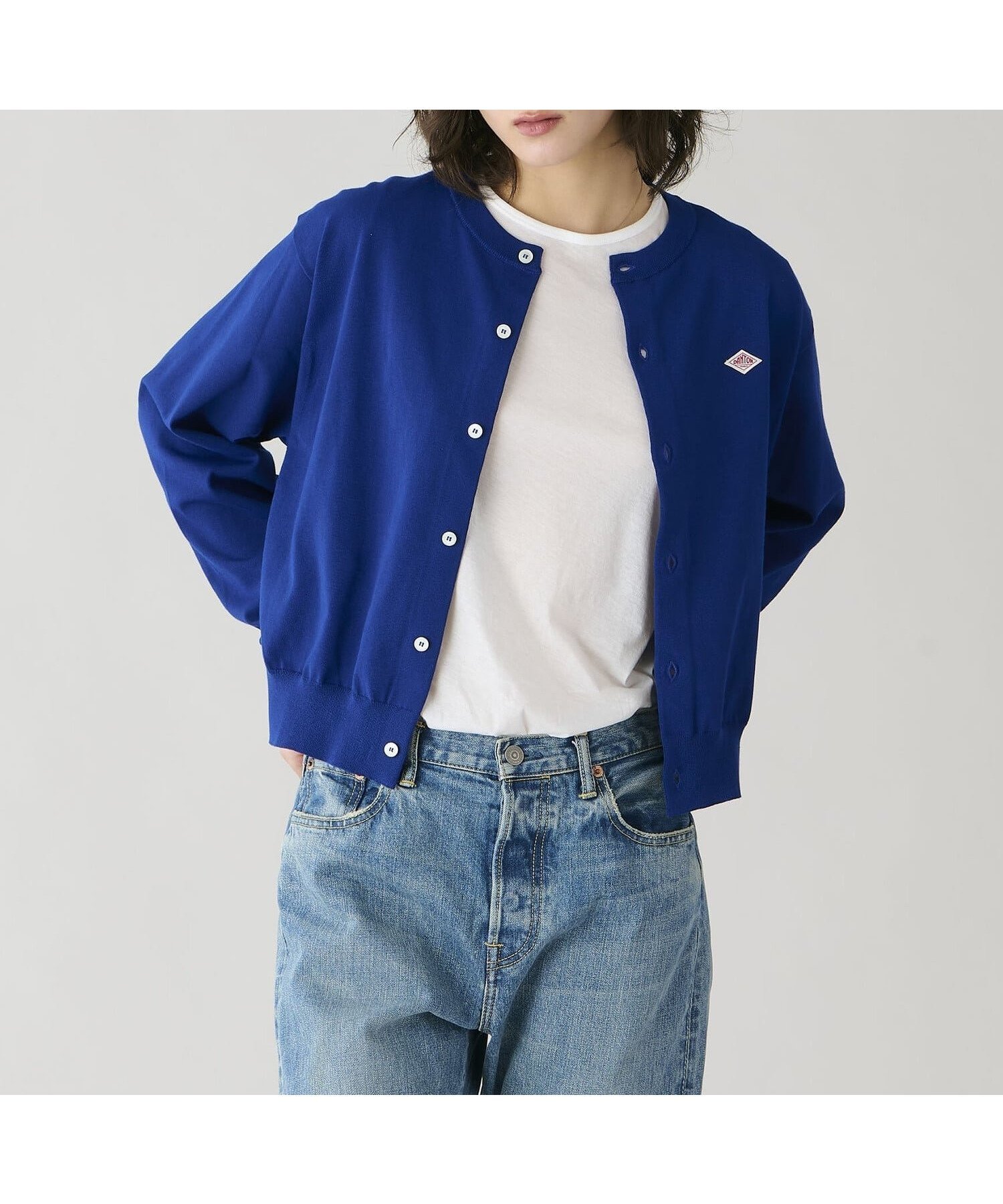 【ビショップ/Bshop】のジャージーニット クルーネック長袖カーディガン WOMEN インテリア・キッズ・メンズ・レディースファッション・服の通販 founy(ファニー) 　ファッション　Fashion　レディースファッション　Fashion for Women　トップス・カットソー　Cut & Sew Tops　ニット　Knit Tops & Sweaters　カーディガン・羽織り　Layered Style Cardigans　カーディガン　Cardigan, Knitwear　テクスチャー　Texture, Textured Fabric　長袖　Long Sleeve, Full Sleeve　フランス　France, French　ブラウジング　Blouson Silhouette, Cinched Waist　ワーク　Workwear, Utility Style　BLUE|ID: prp329100004822103 ipo3291000000035050022