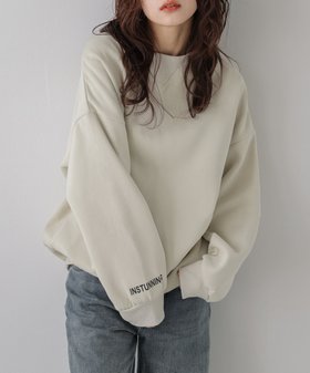 【ラジュール/Lajour】の裏起毛 袖ロゴキーネックリブ プルオーバー 人気、トレンドファッション・服の通販 founy(ファニー) ファッション Fashion レディースファッション Fashion for Women トップス・カットソー Cut & Sew Tops カジュアルプルオーバー・ニットトップス Pullovers & Knit Tops / Casual Pullovers スラックス Slacks, Dress Pants デニム Denim, Jeans Material プリント Print, Printed Pattern ベーシック Basic, Essential ルーズ Loose, Oversized |ID:prp329100004822106