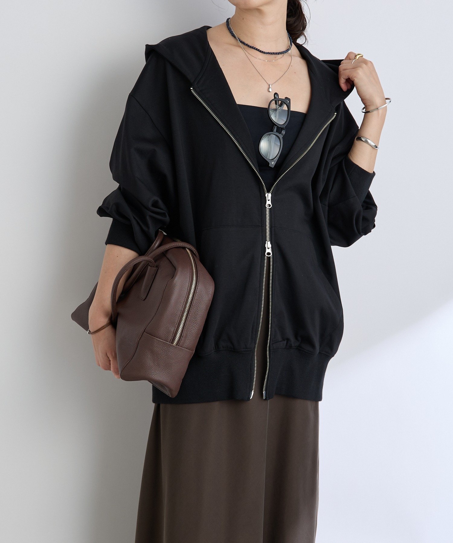 【リヴドロワ/RIVE DROITE】の【MYSELFbyRD/マイセルフバイリヴドロワ】HOODIE インテリア・キッズ・メンズ・レディースファッション・服の通販 founy(ファニー) 　ファッション　Fashion　レディースファッション　Fashion for Women　インナー　Innerwear　ジップ　Zip, Zipper　再入荷　Restock / Back in Stock　おすすめ　Recommended / Our Picks　ブラック|ID: prp329100004822119 ipo3291000000035050185